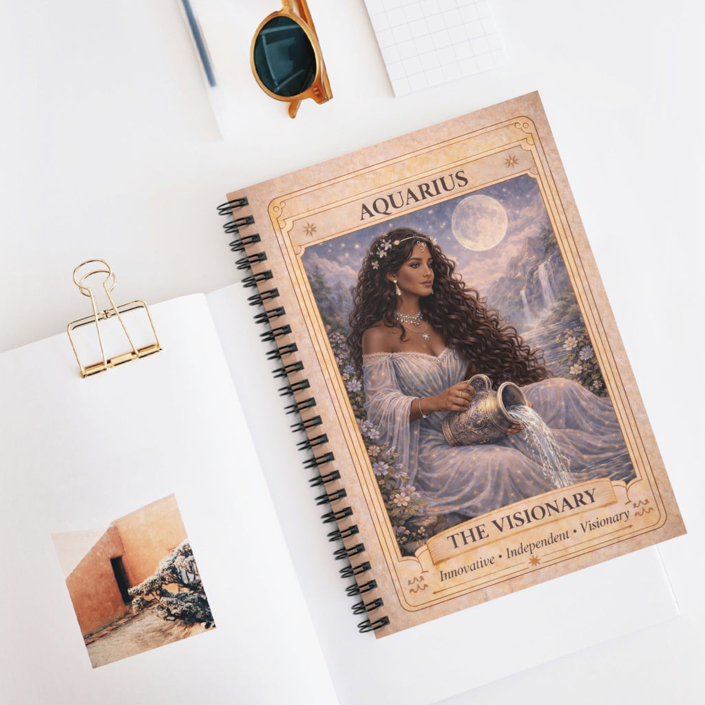 Aquarius 'The Visionary' Spiral Notebook - Astrology Journal for Innovators