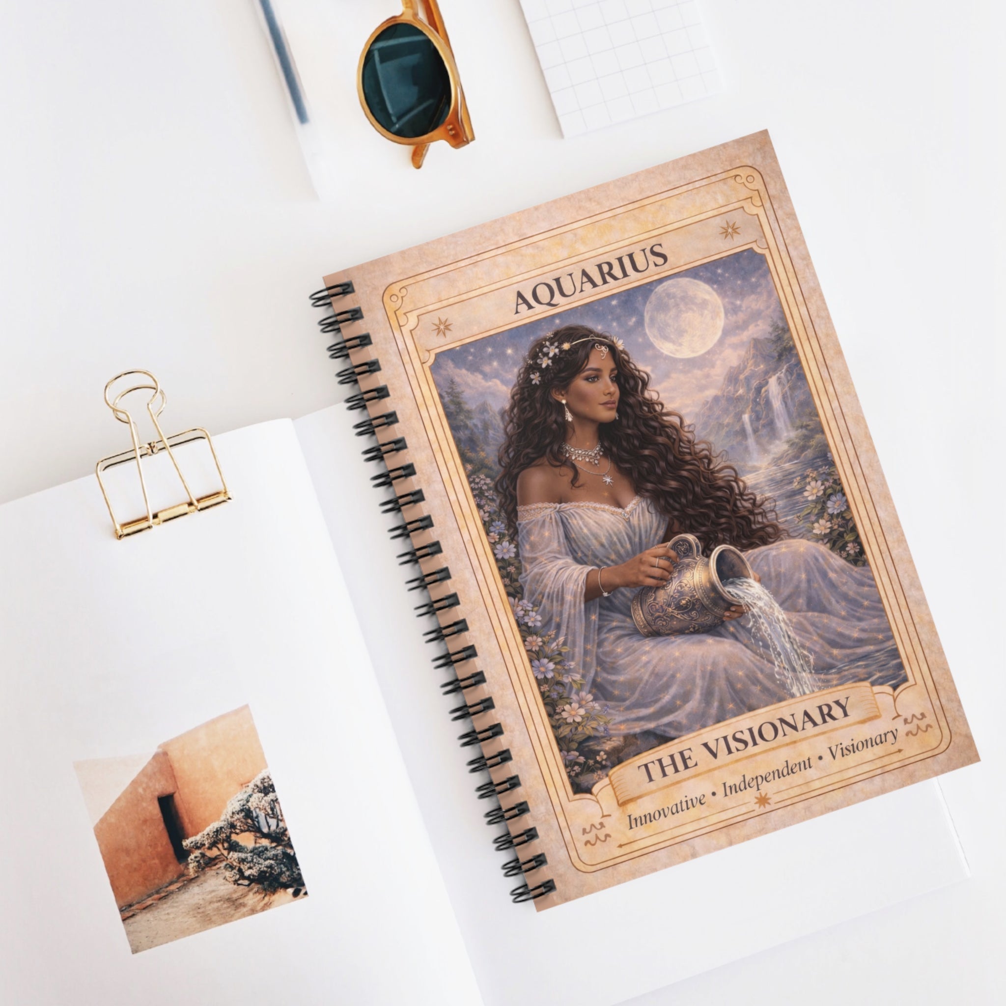 Aquarius 'The Visionary' Spiral Notebook - Astrology Journal for Innovators