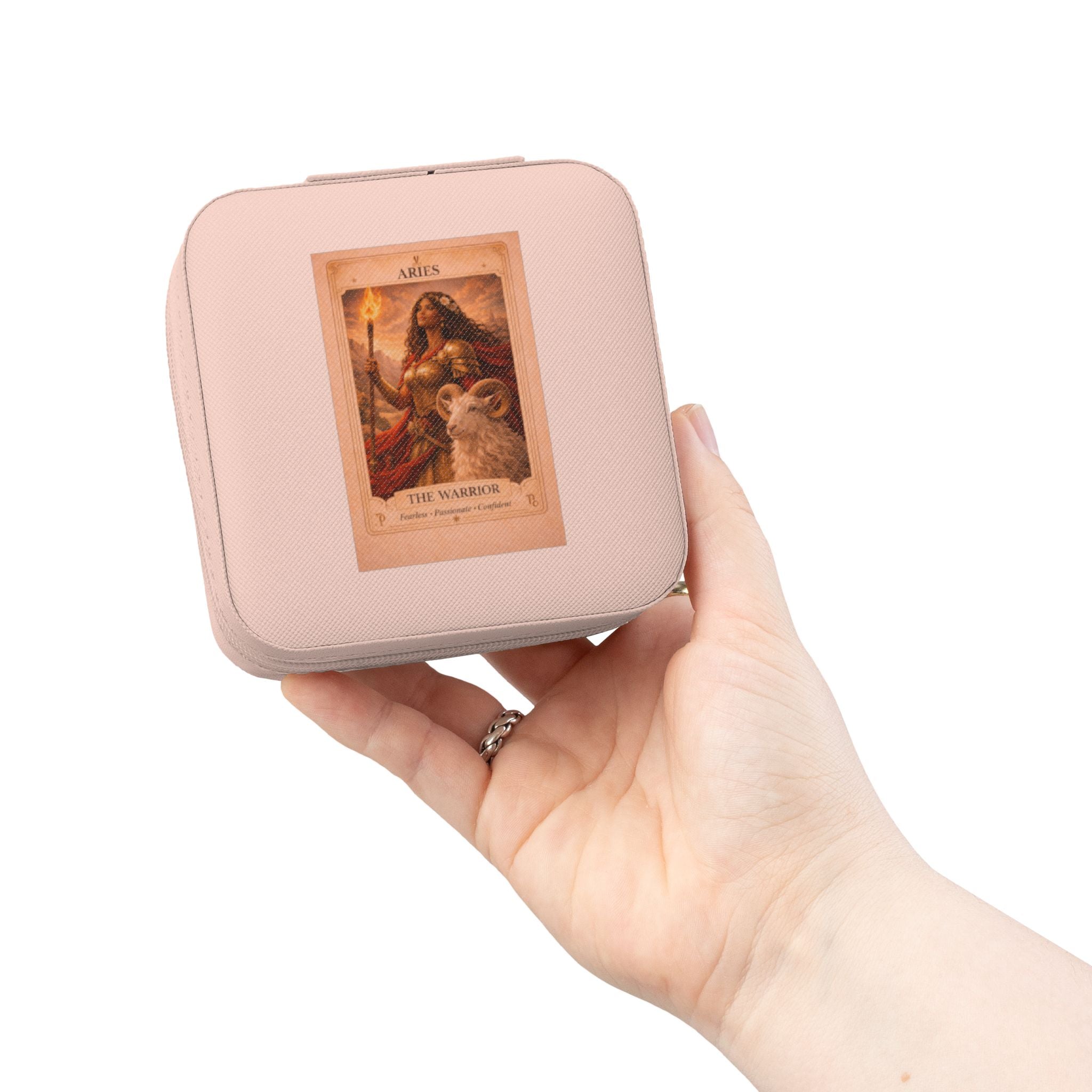Vintage Aries Warrior Zodiac Illustration Jewelry Travel Case | Compact Portable Organizer
