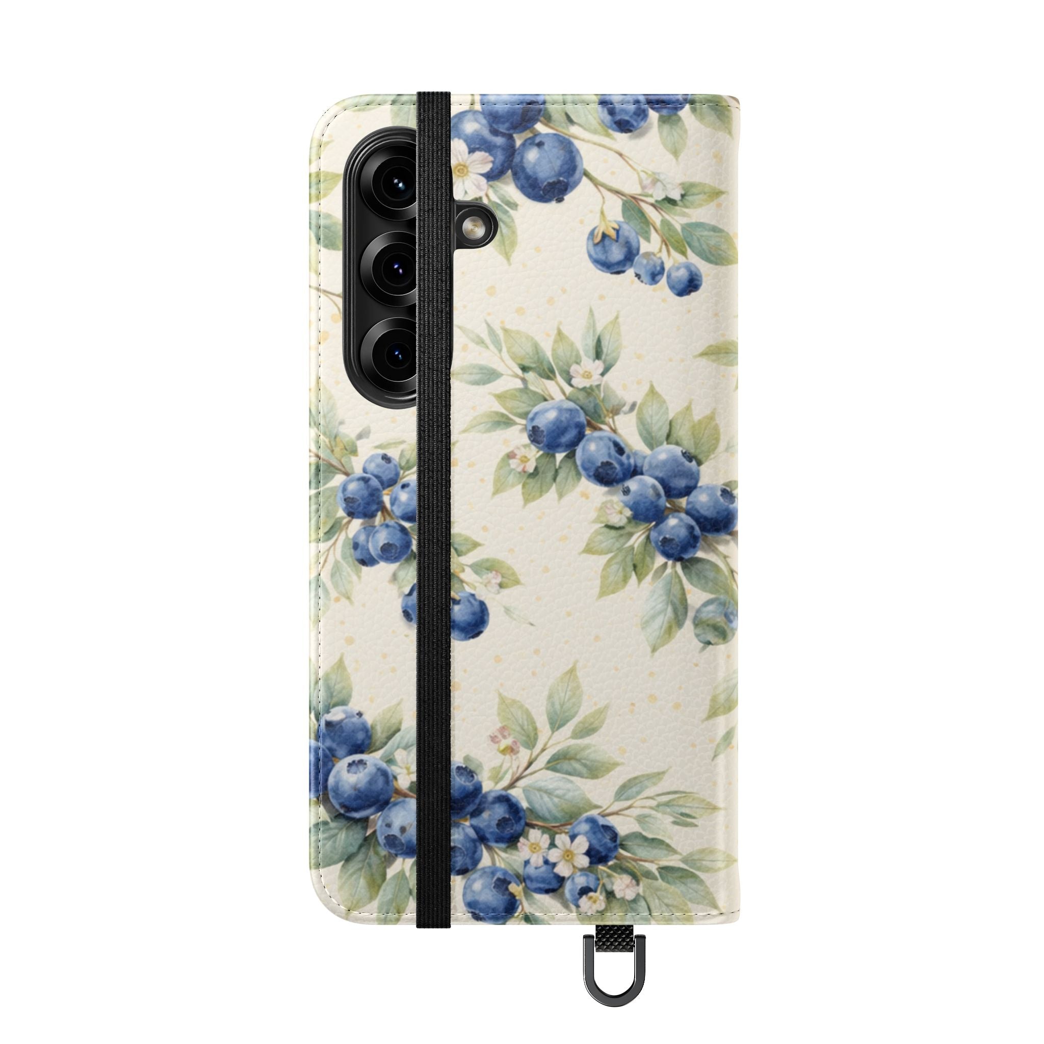 Blueberry Watercolor Pattern Flip Case | Phone Wallet, Card Slots