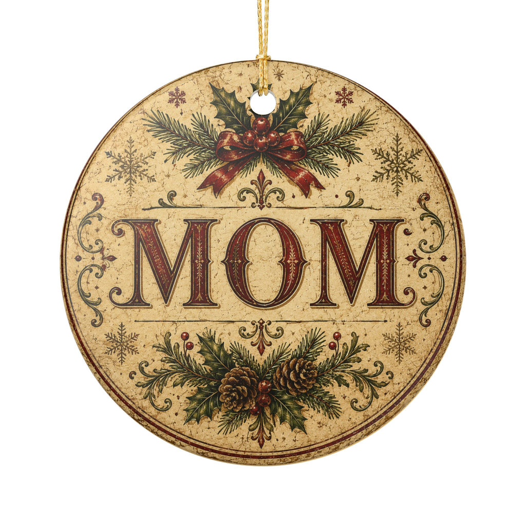Mom Christmas ornament | Ceramic round holiday decoration