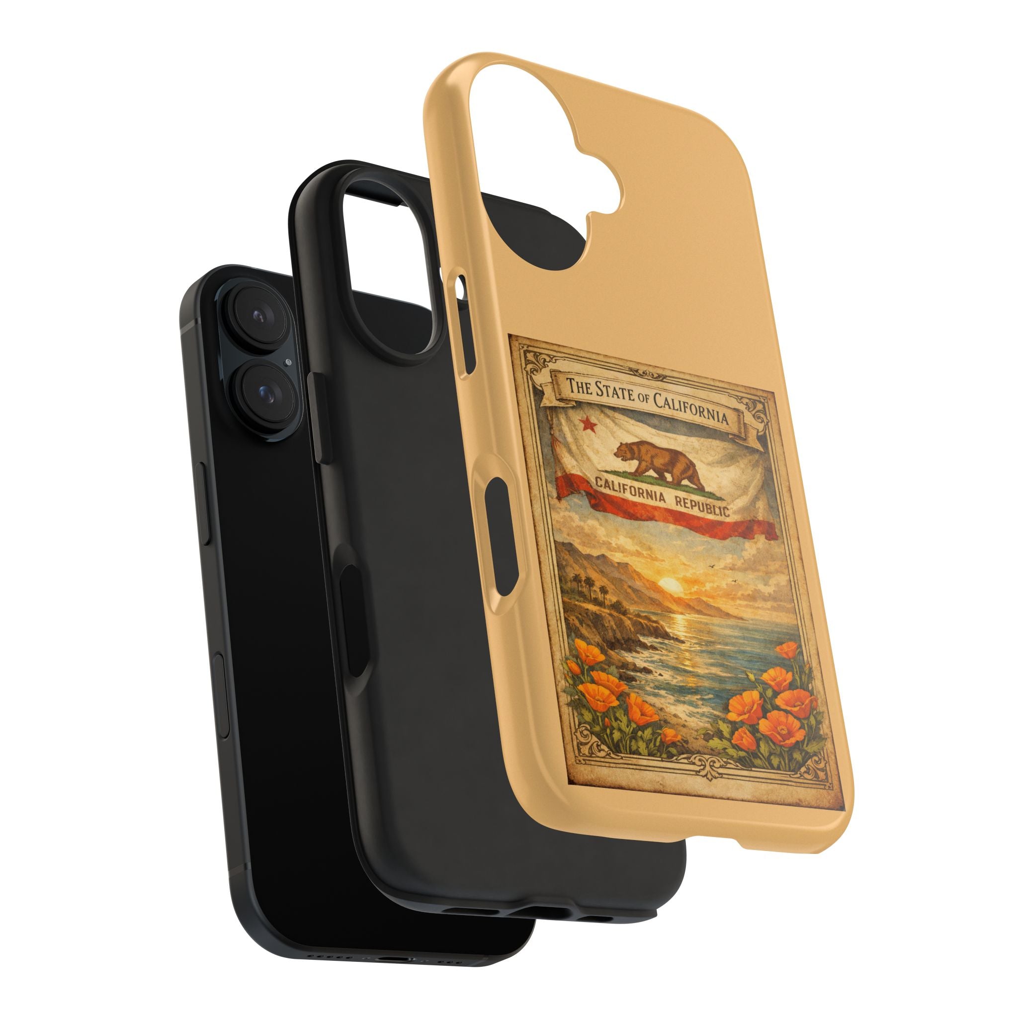 California Republic Vintage Poster phone case | Poppy Coast Sunset tough case