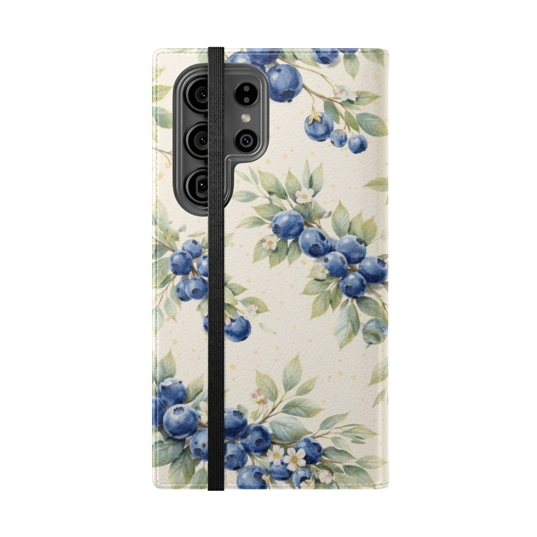 Blueberry Watercolor Pattern Flip Case | Phone Wallet, Card Slots