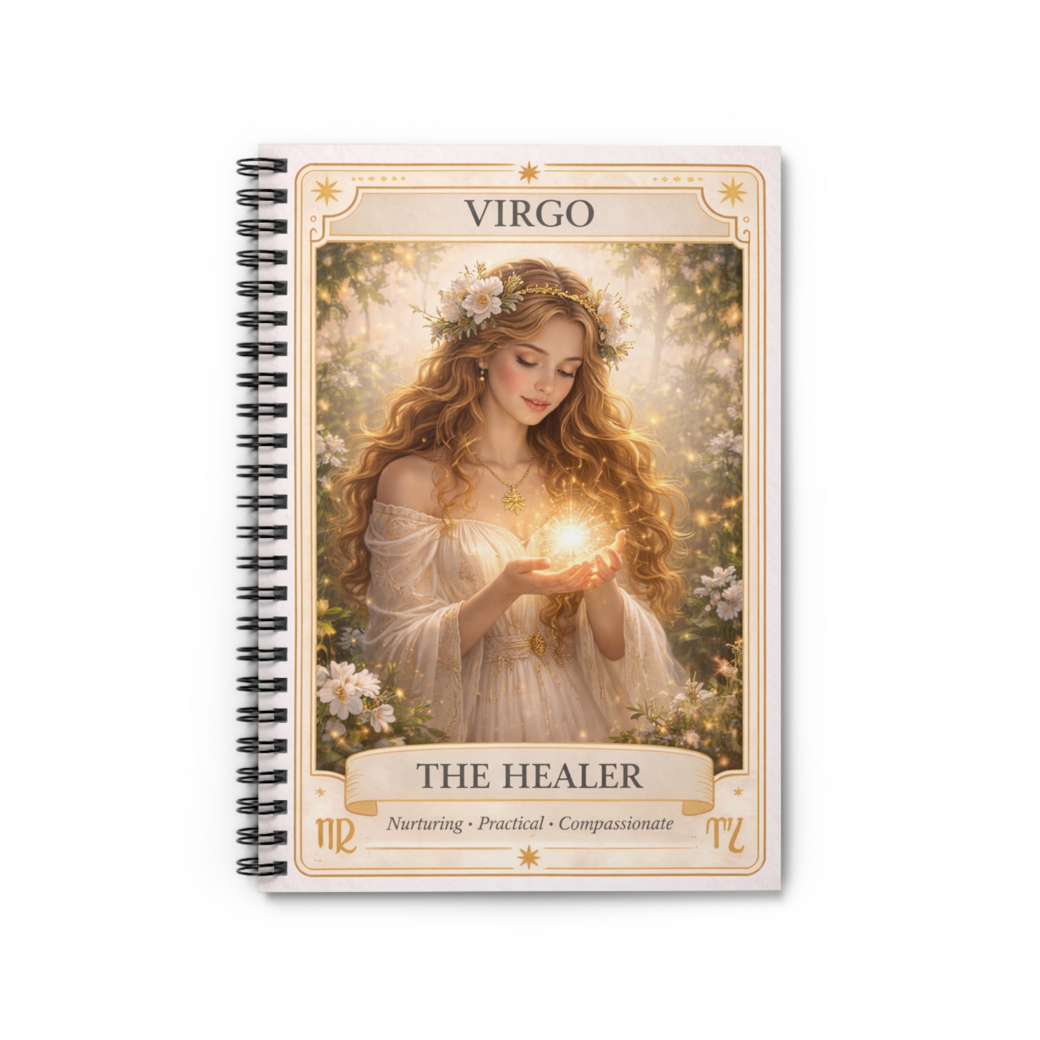 Virgo Spiral Notebook — The Healer Astrology Journal (Ruled)