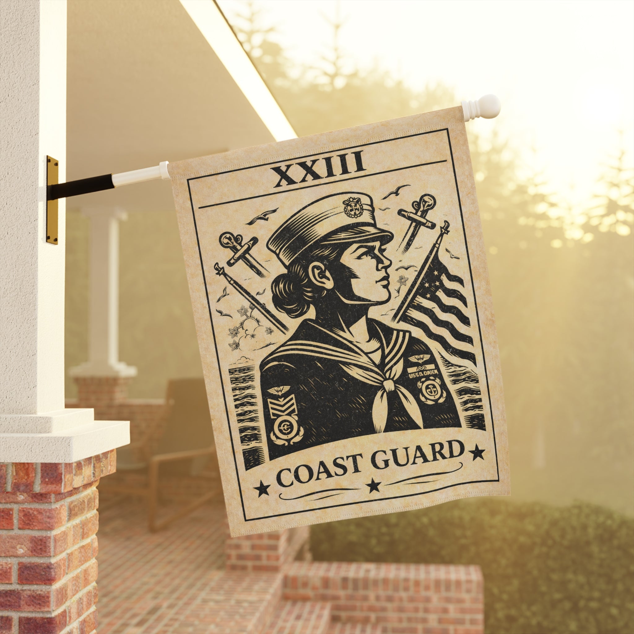 Coast Guard Sailor Illustration Garden & House Banner | Patriotic Nautical Flag