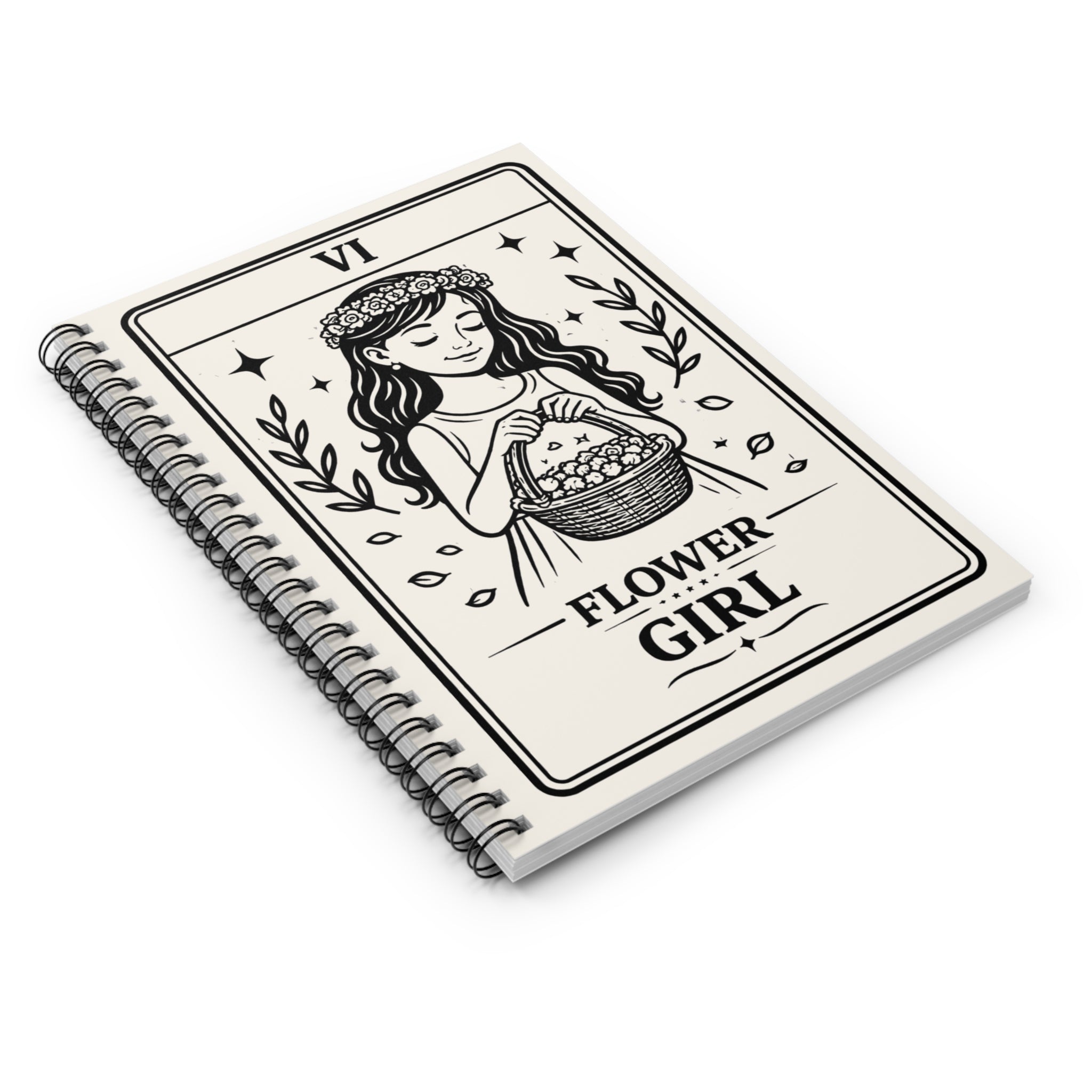 Flower Girl Tarot Illustration Spiral Notebook | Ruled Journal