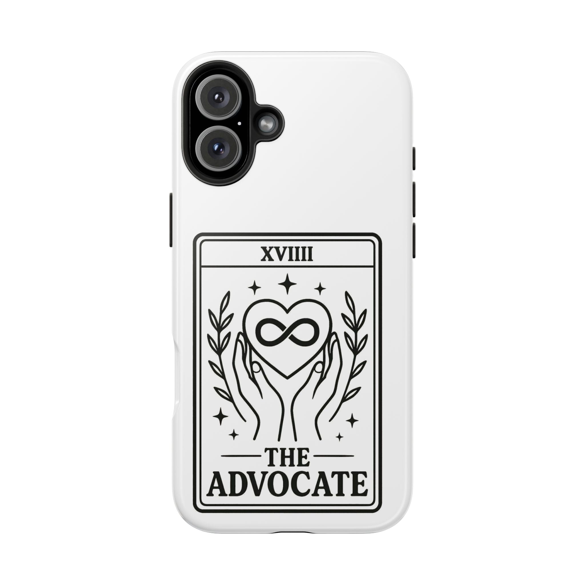The Advocate tarot card Phone Case | infinity heart hands design