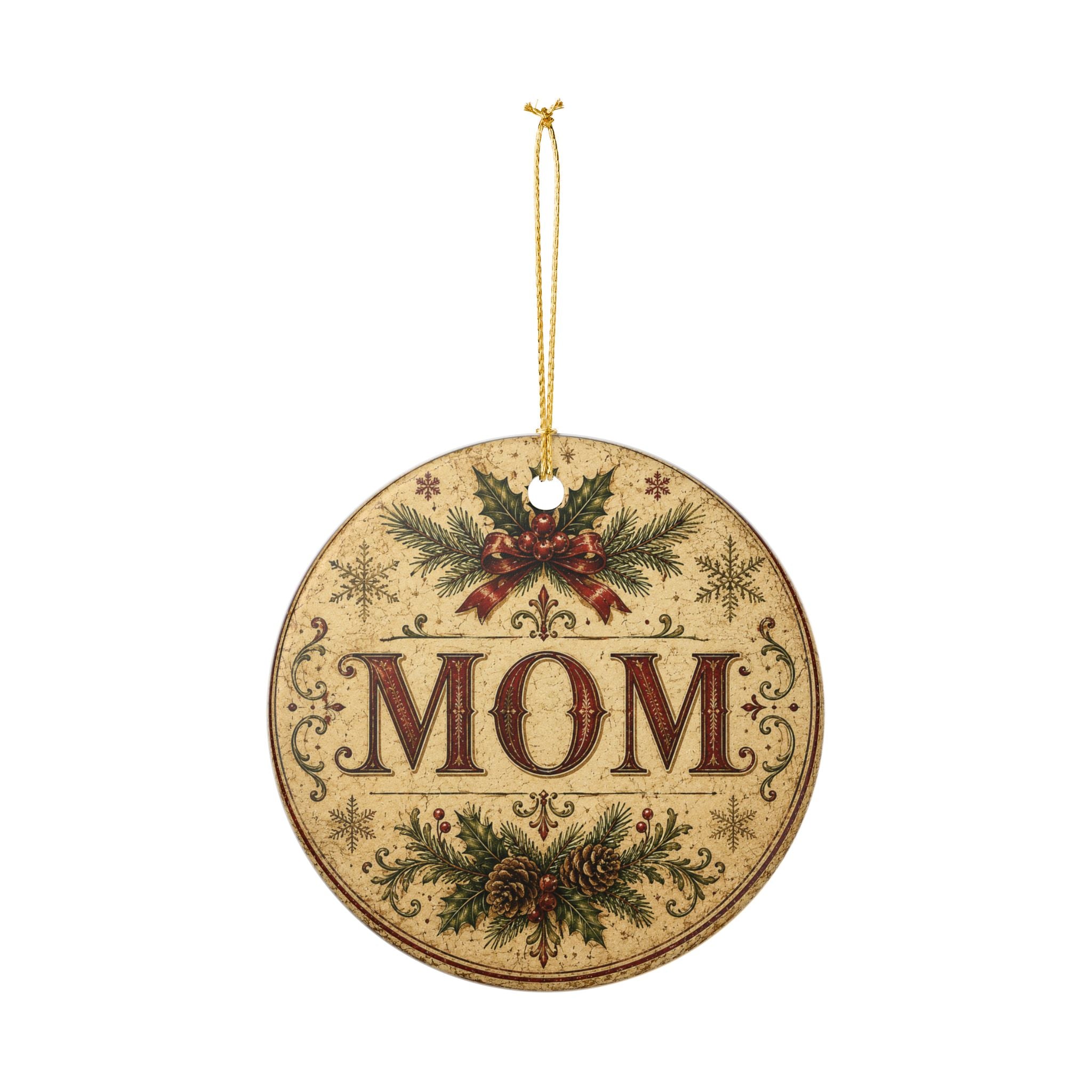 Mom Christmas ornament | Ceramic round holiday decoration