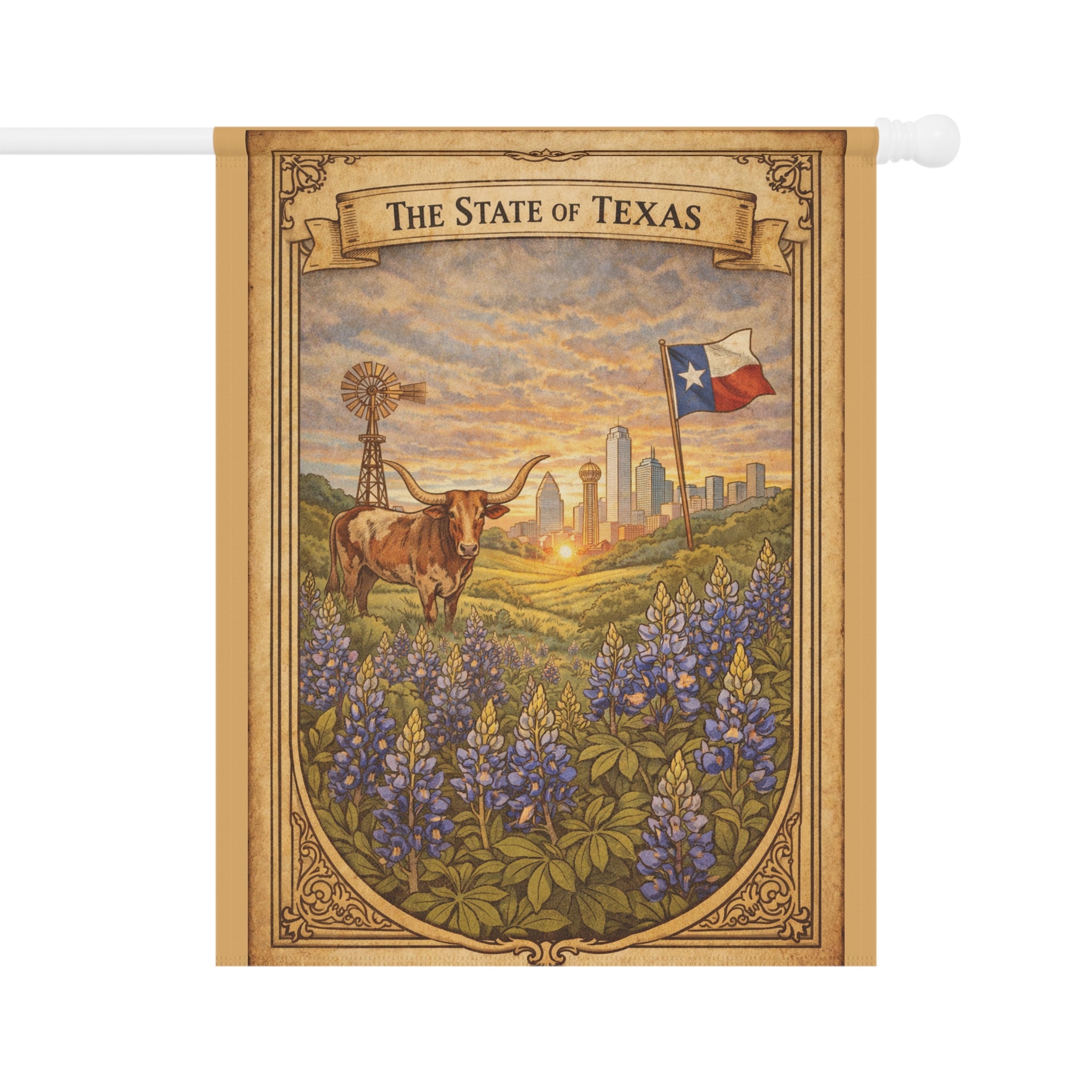 The State of Texas bluebonnet scene Garden Banner | House Flag