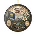 Montana State Seal America 250 Ornament | Ceramic Holiday Decoration