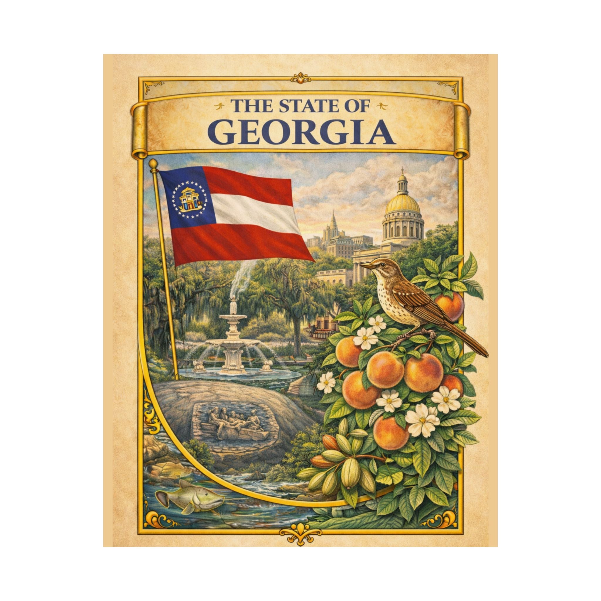 Georgia Poster - Georgia Wall Art - Georgia Decor - State Poster - Georgia Gift - Travel Wall Art - Vintage Style Poster