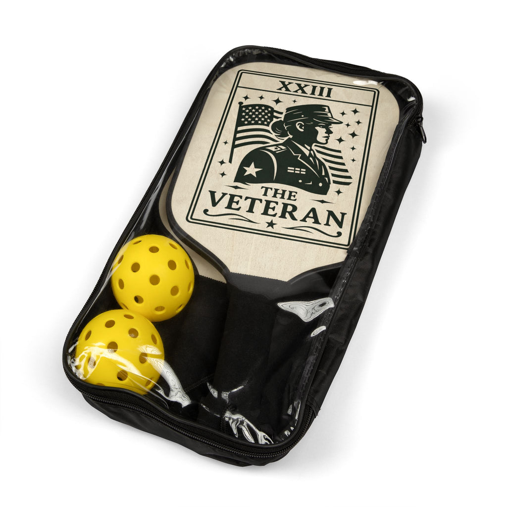 Veteran Soldier Illustration Pickleball Paddle | Patriotic Pickleball Kit