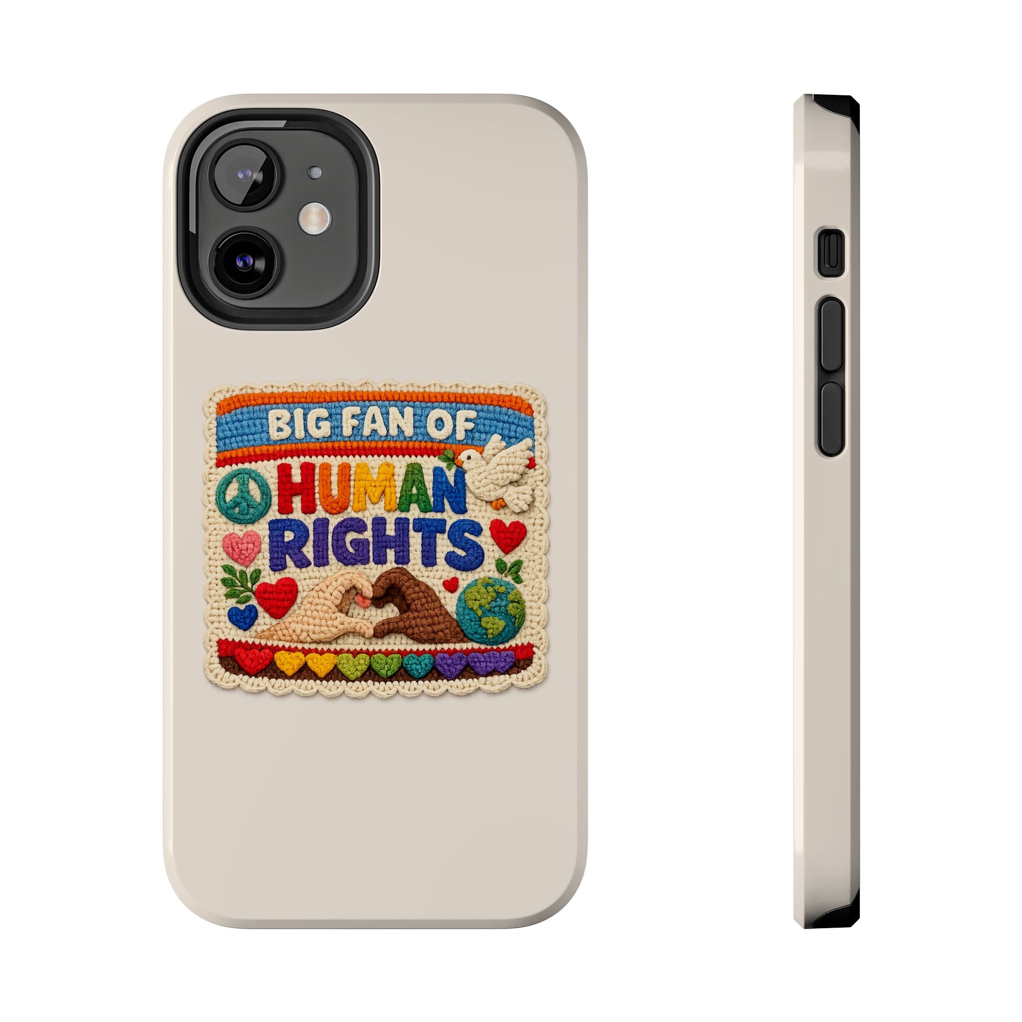Big Fan of Human Rights Phone Case - Crochet Style Phone Case - Cute Activist Phone Case - Aesthetic Phone Case - Gift for Her