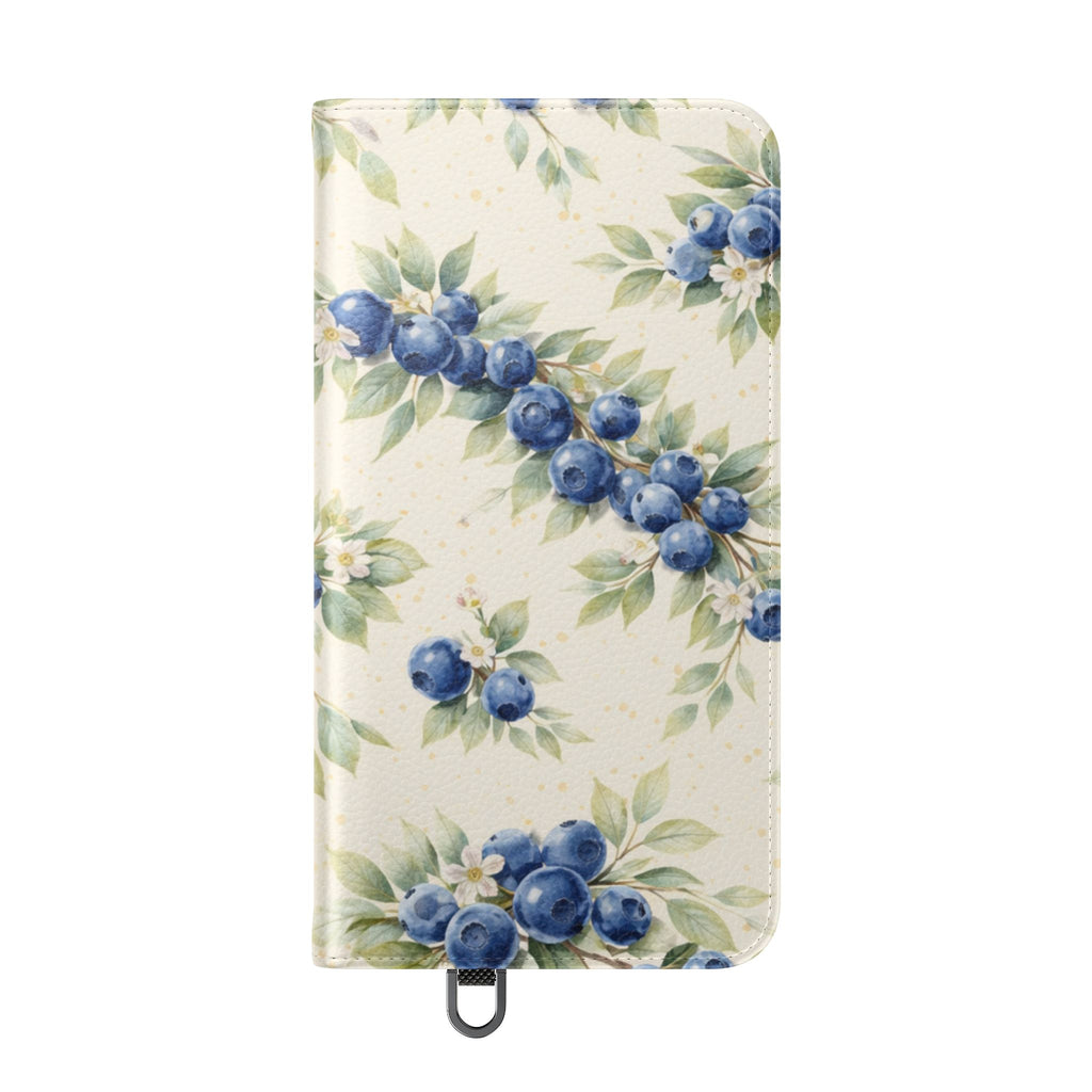 Blueberry Watercolor Pattern Flip Case | Phone Wallet, Card Slots