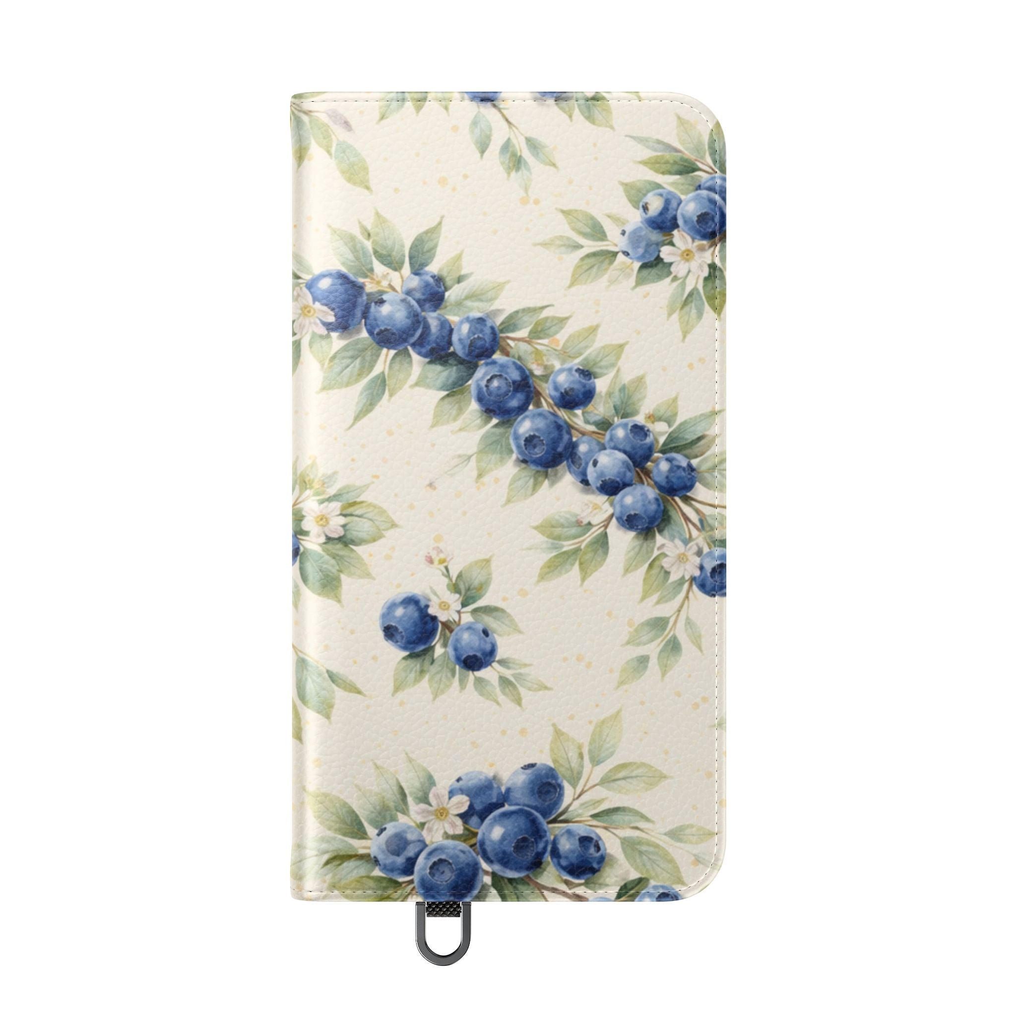 Blueberry Watercolor Pattern Flip Case | Phone Wallet, Card Slots