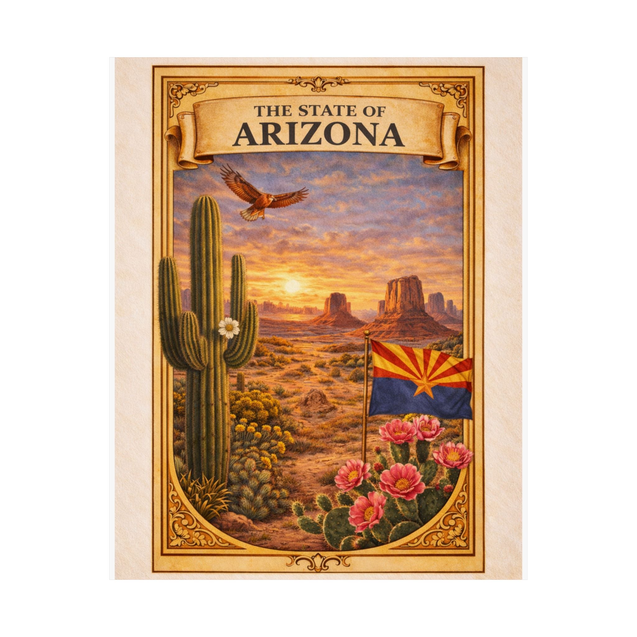 Arizona Poster - Arizona Wall Art - Arizona Decor - State Poster - Arizona Gift - Desert Wall Art - Vintage Style Poster