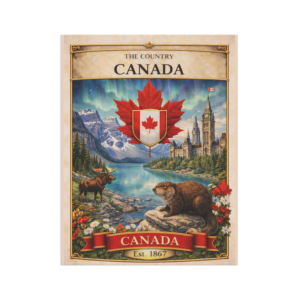 Canada Scenic Maple Leaf Banner Garden Flag | House Banner, Moose & Beaver