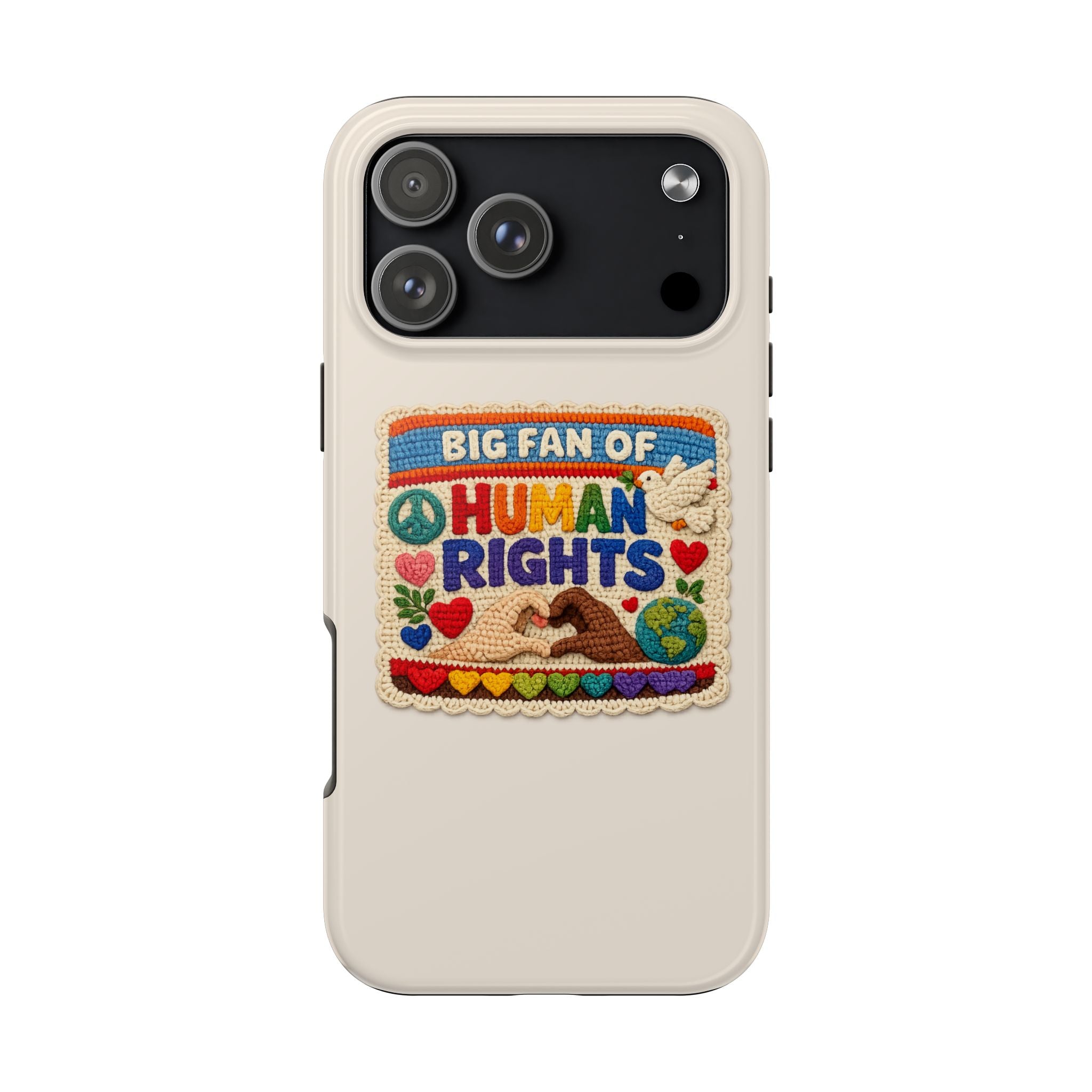 Big Fan of Human Rights Phone Case - Crochet Style Phone Case - Cute Activist Phone Case - Aesthetic Phone Case - Gift for Her