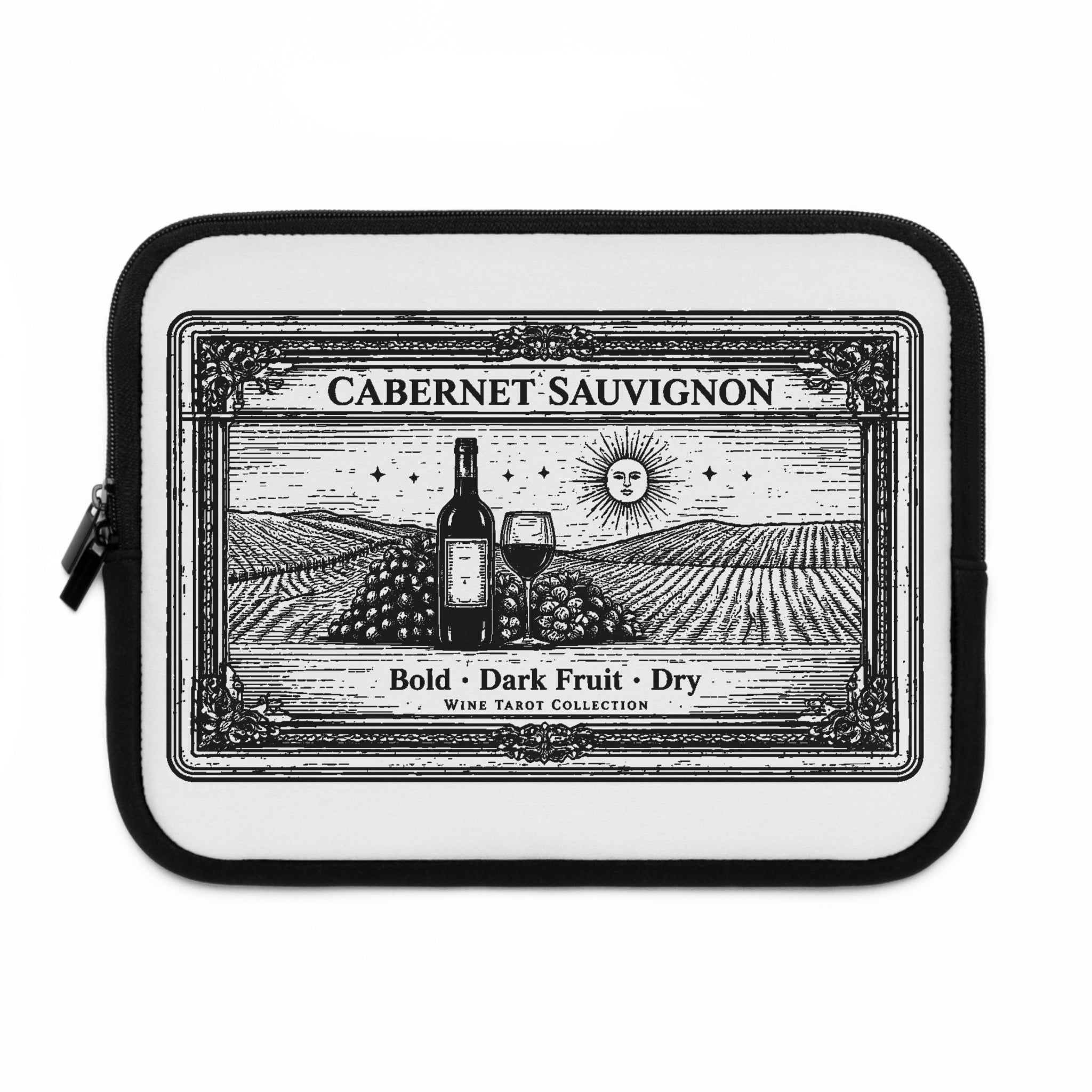 Cabernet Sauvignon Wine Label Laptop Sleeve | Vintage Vineyard Illustration