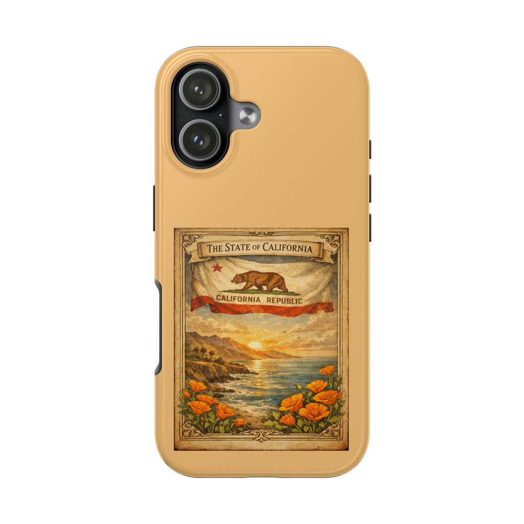 California Republic Vintage Poster phone case | Poppy Coast Sunset tough case