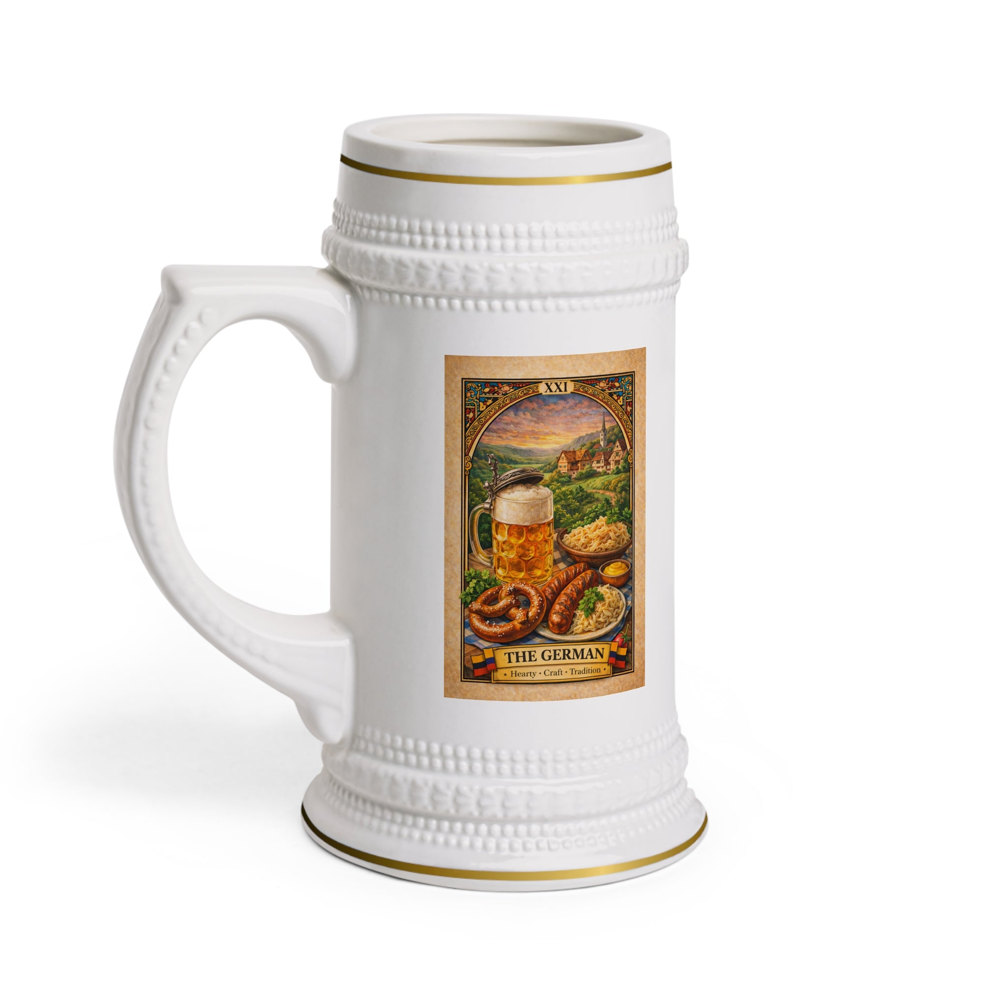 German Beer Stein Mug | Oktoberfest Beer, Pretzel, Sausage Illustration