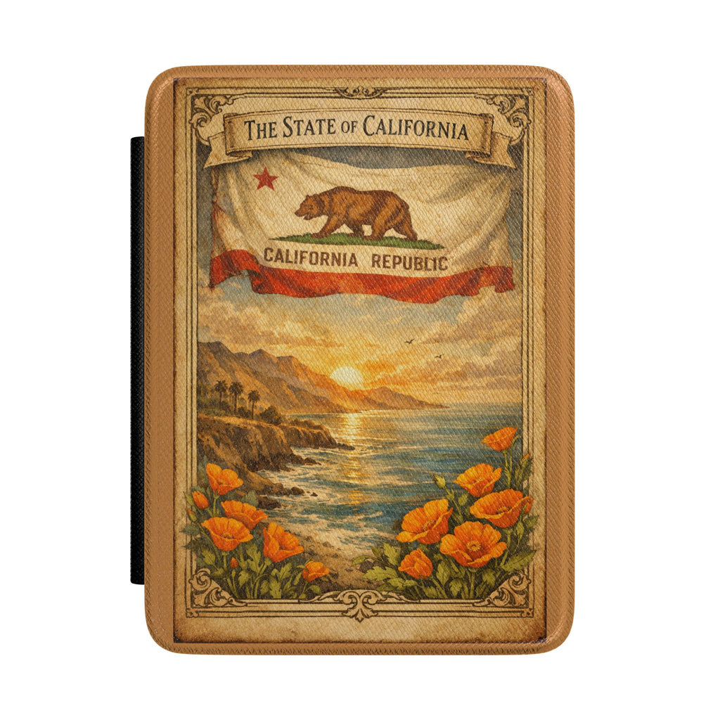 California Republic Vintage Flag Kindle Case | Poppy Coast Sunset