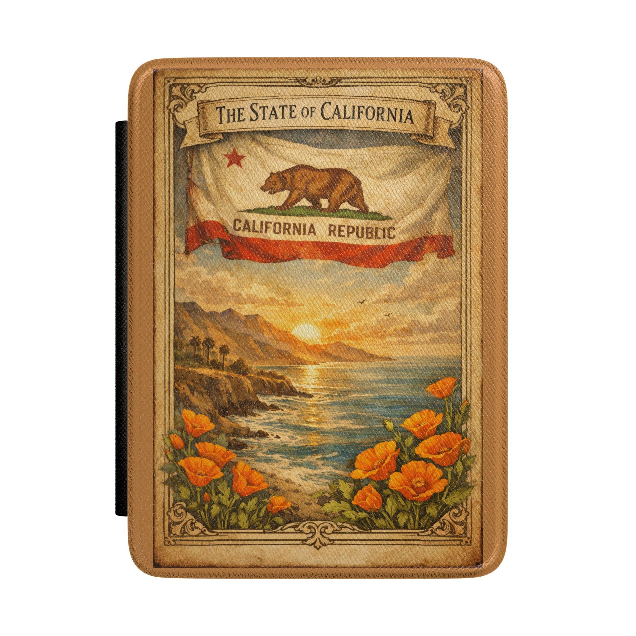 California Republic Vintage Flag Kindle Case | Poppy Coast Sunset