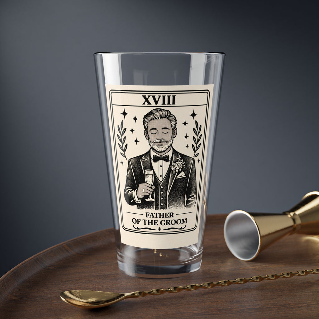 Father of the Groom Mixing Glass | 16oz Tarot Style Cocktail Glass