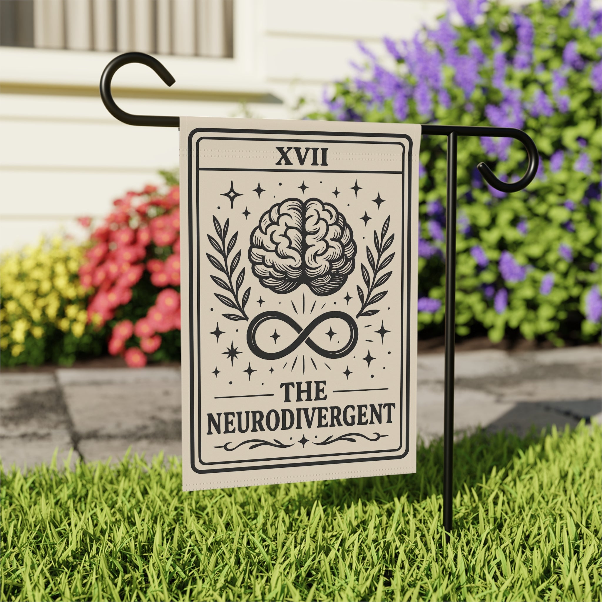 Neurodivergent Brain Tarot Garden Flag | Garden Banner