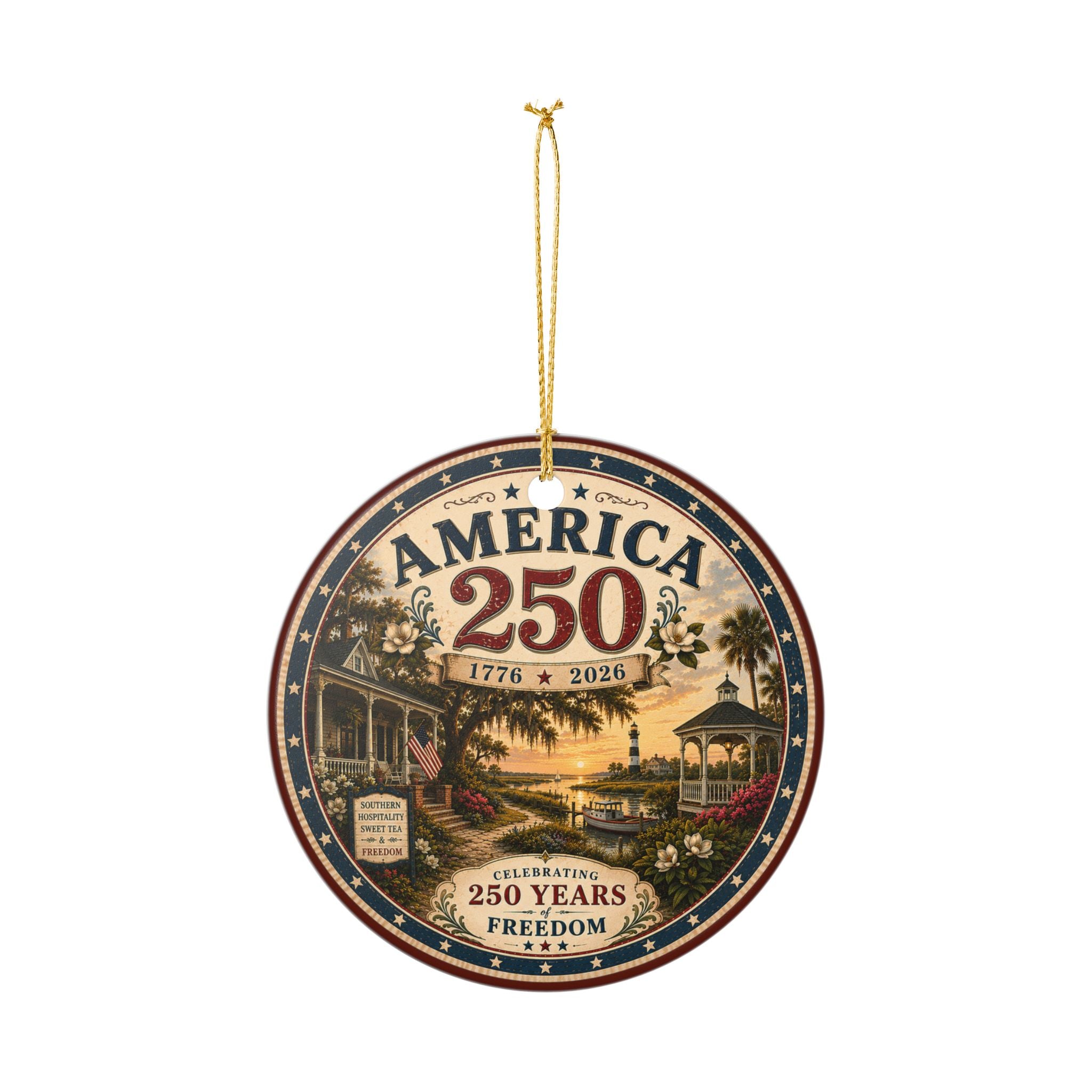 America 250 Ornament | 1776-2026 Ceramic Commemorative Decoration