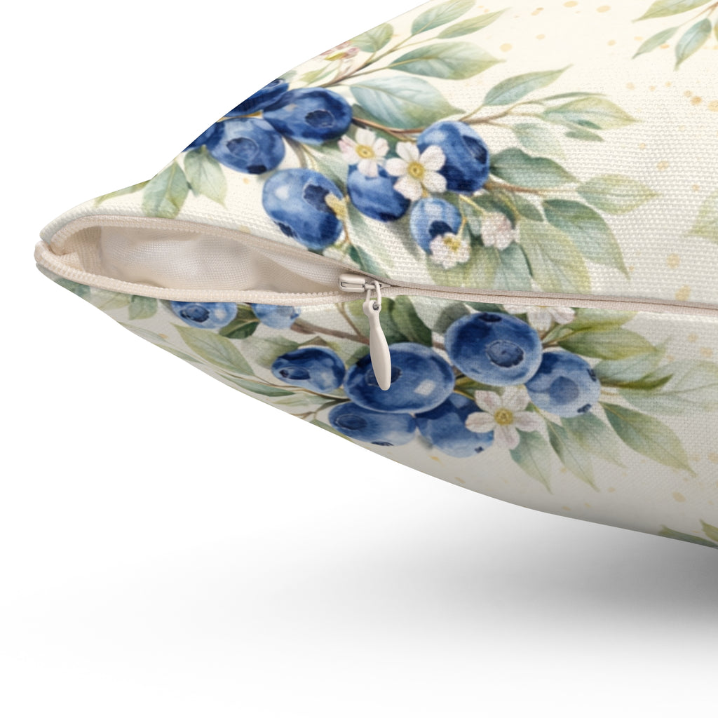 Blueberry Watercolor Pattern Pillow | Square Decorative Pillow