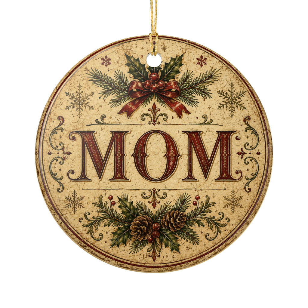 Mom Christmas ornament | Ceramic round holiday decoration