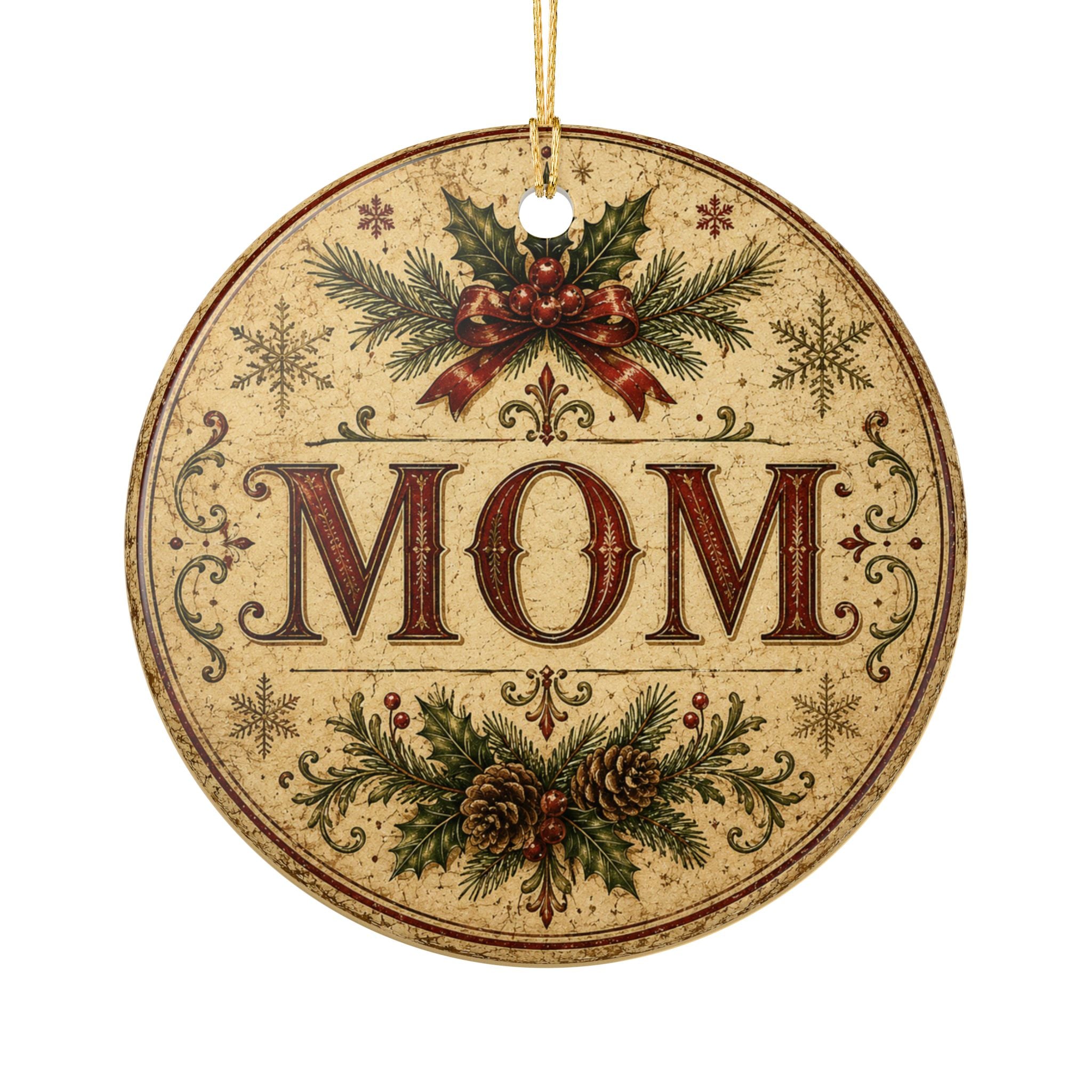Mom Christmas ornament | Ceramic round holiday decoration