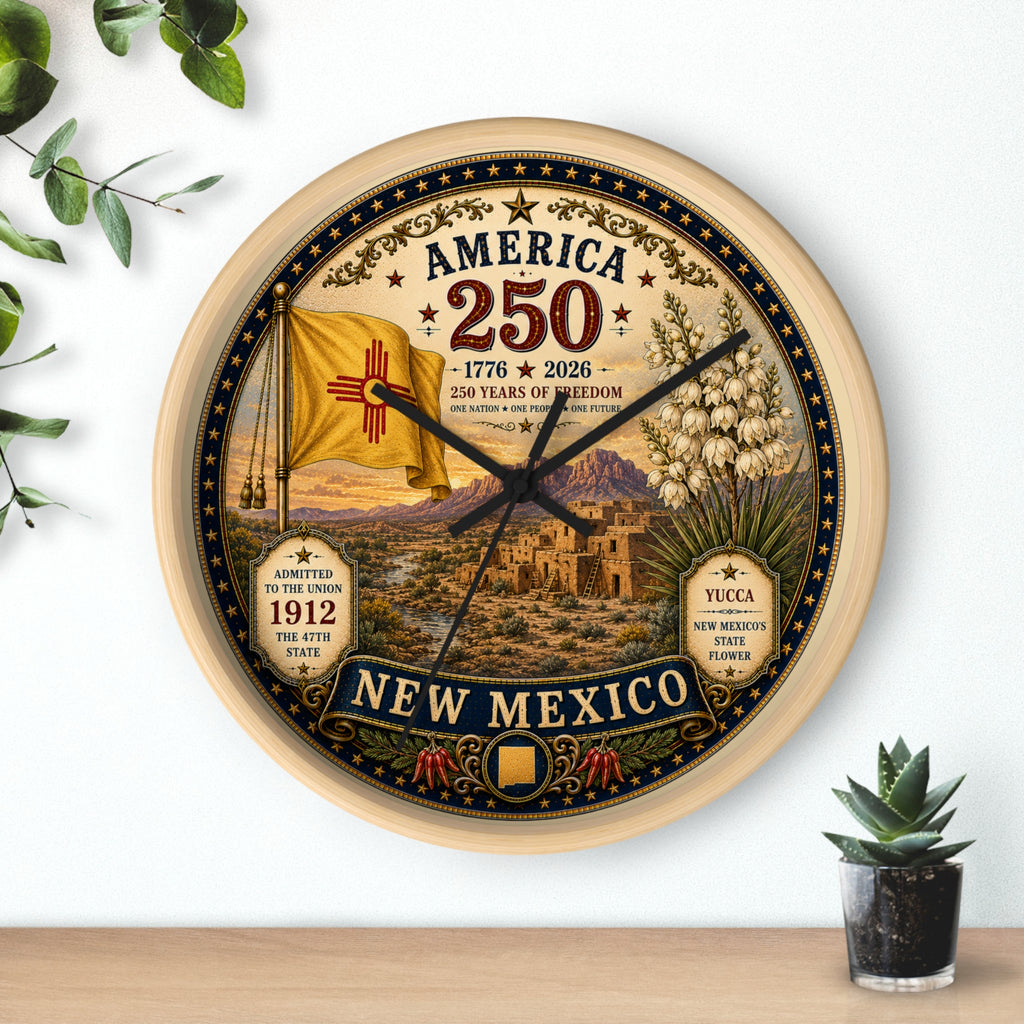 New Mexico State Emblem Wall Clock | America 250 Centennial Desert Design