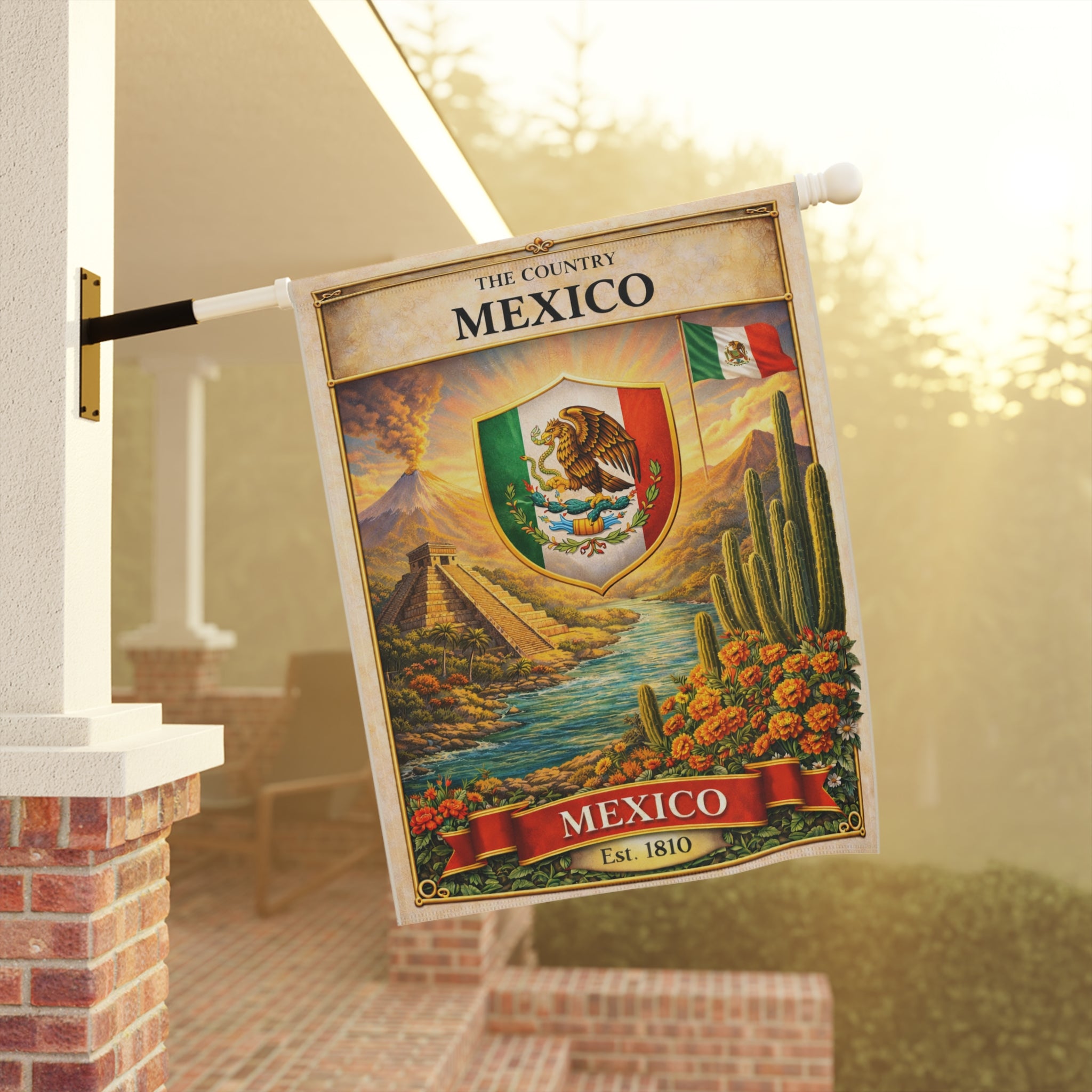 Mexico vintage crest garden flag | Garden Banner