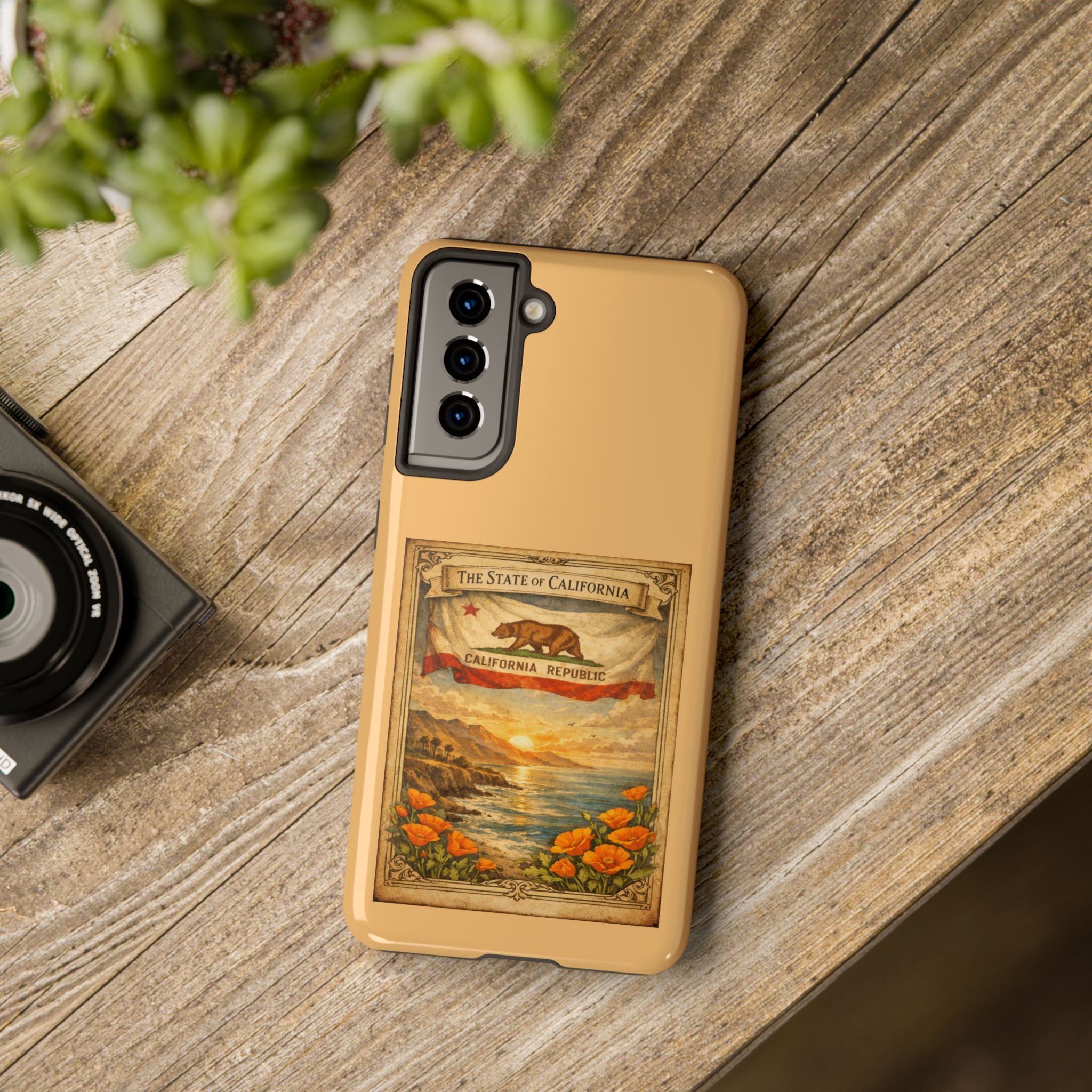 California Republic Vintage Poster phone case | Poppy Coast Sunset tough case