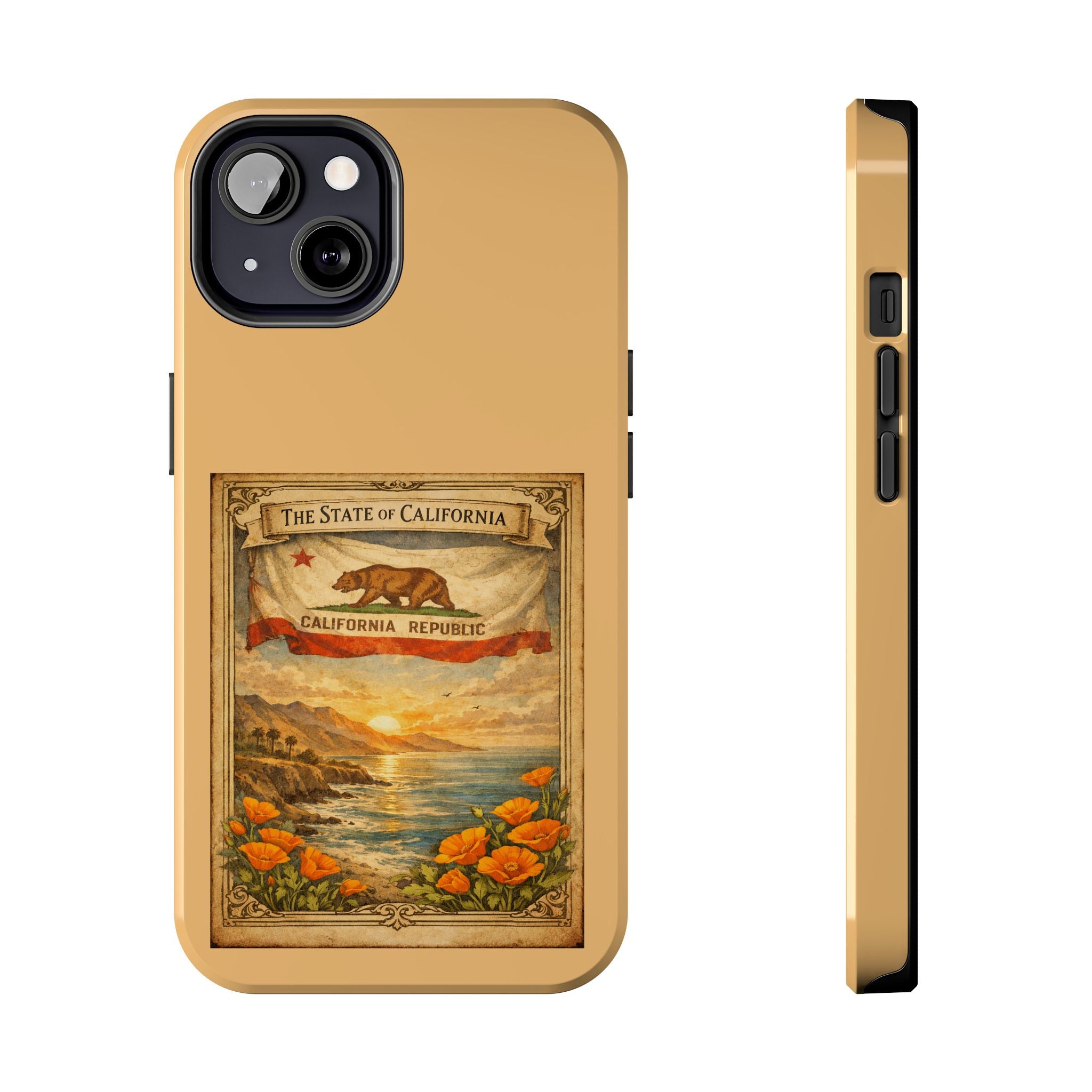 California Republic Vintage Poster phone case | Poppy Coast Sunset tough case