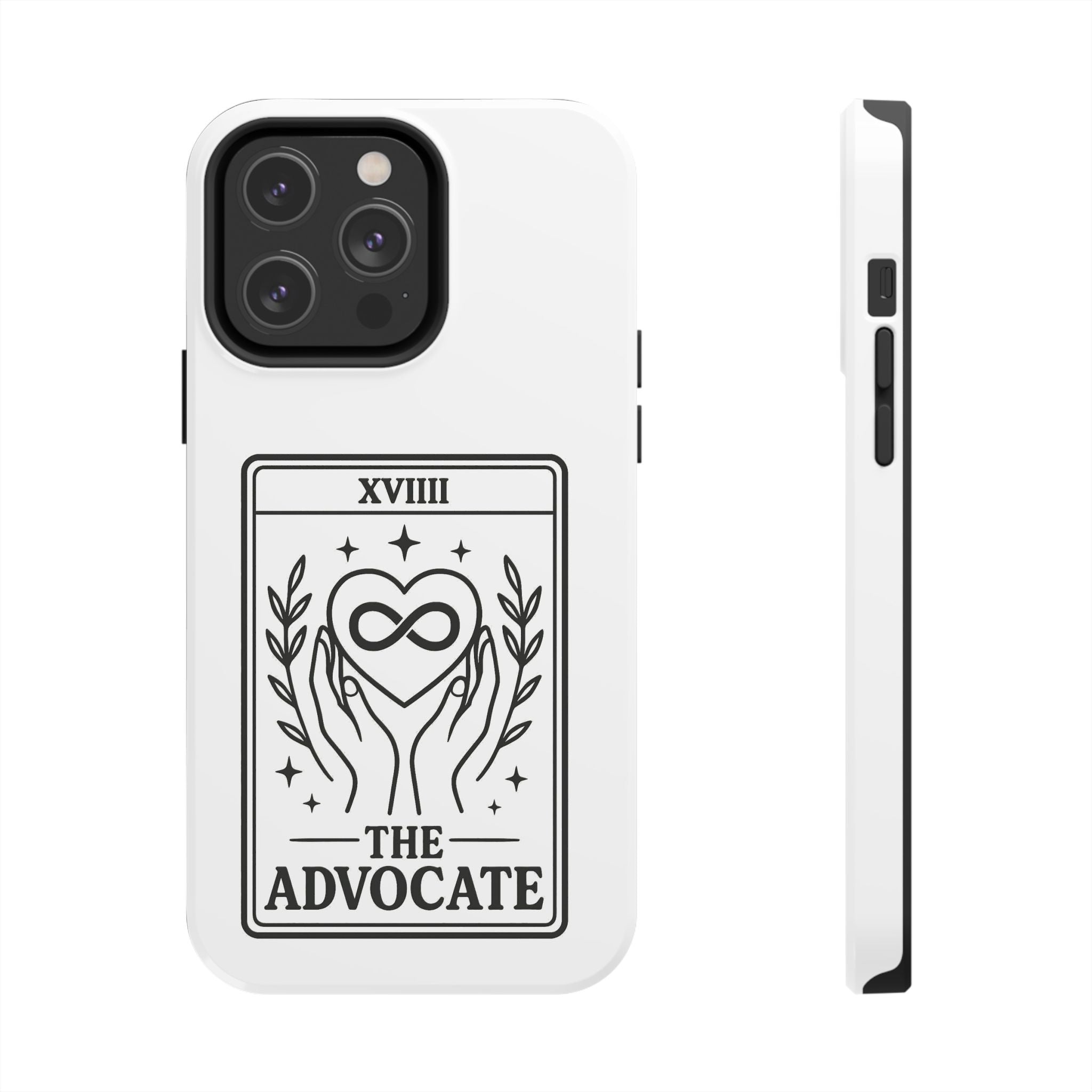 The Advocate tarot card Phone Case | infinity heart hands design