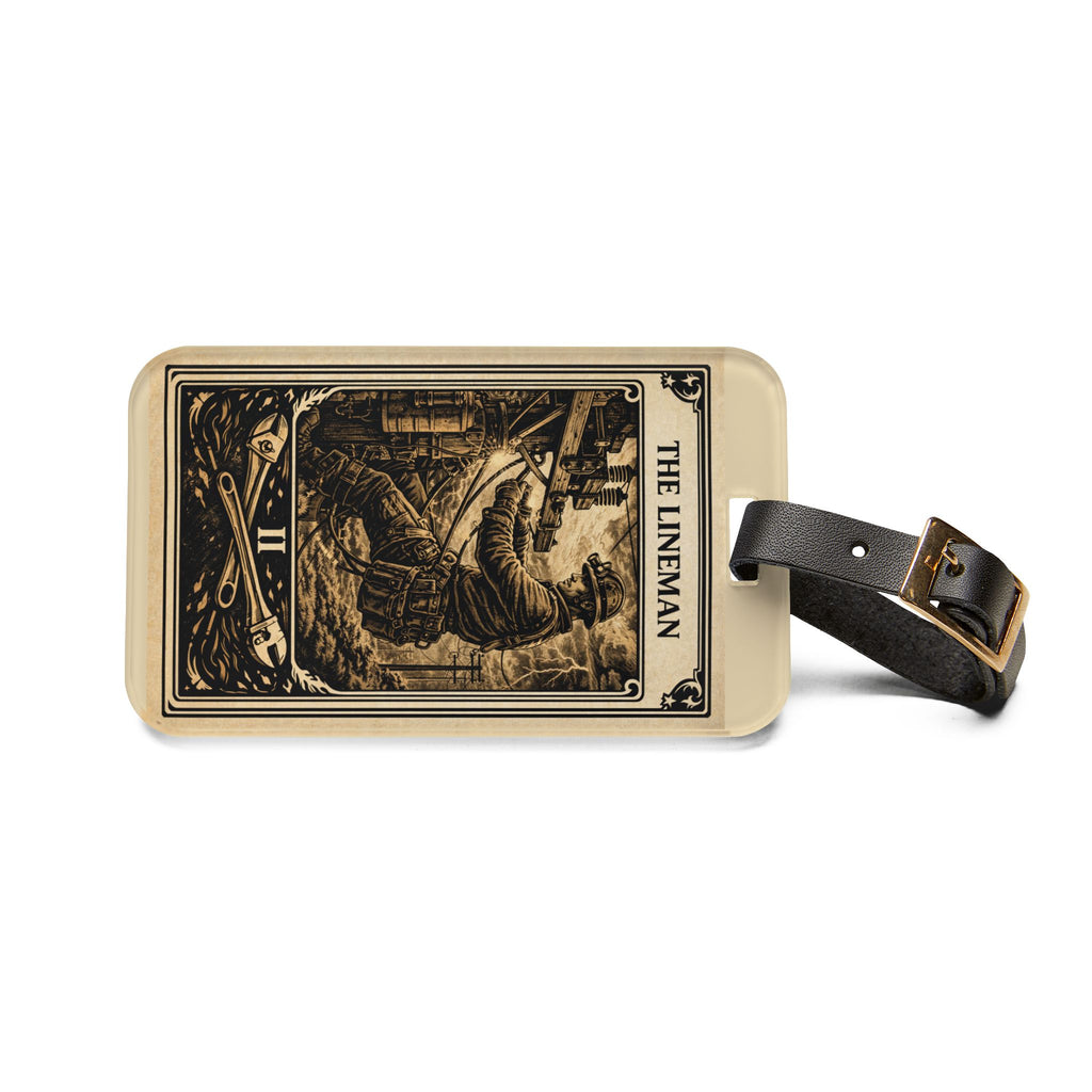 The Lineman tarot card Luggage Tag | Vintage electrician illustration