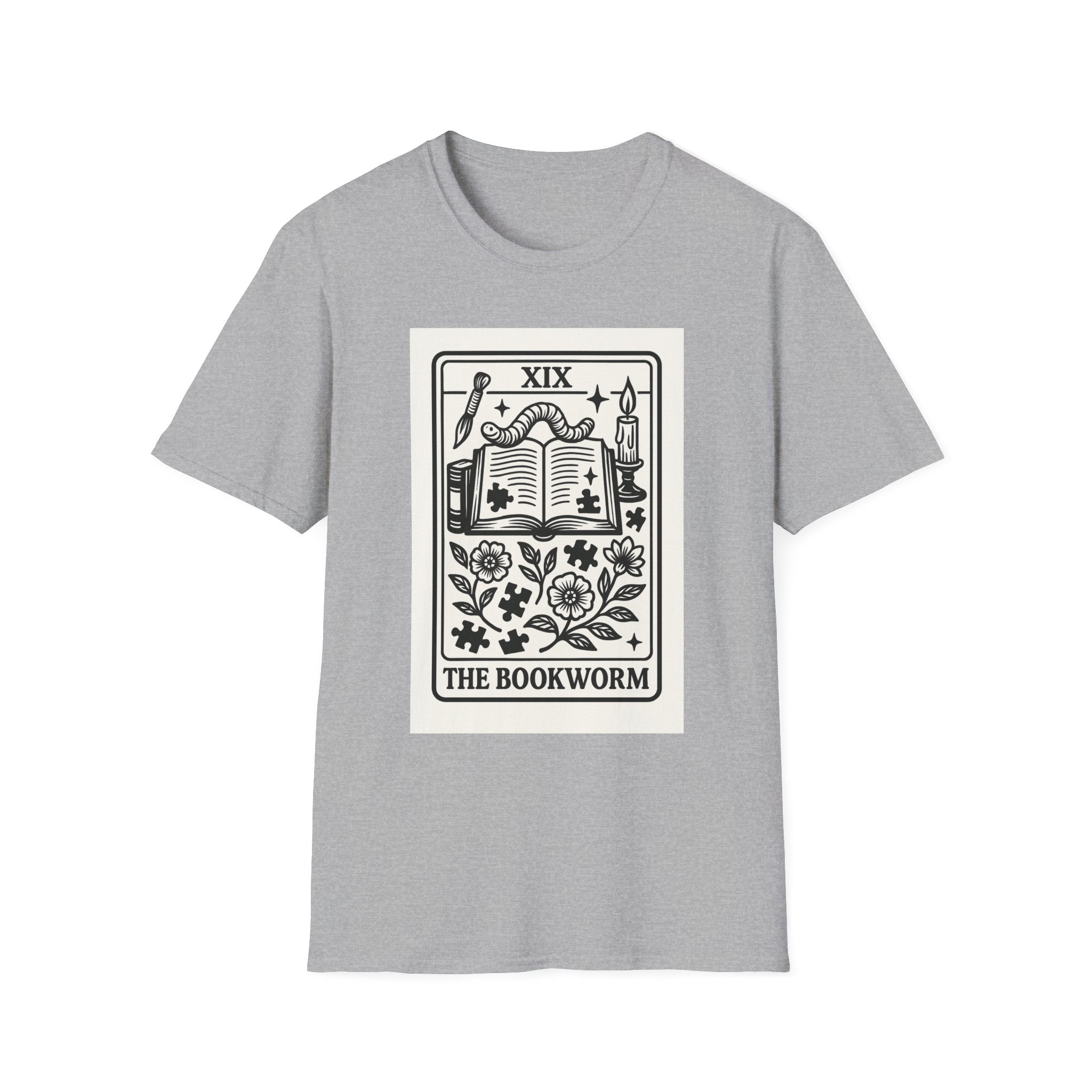 The Bookworm Tarot Card T-Shirt | Vintage Book Illustration, Reading Lover Tee