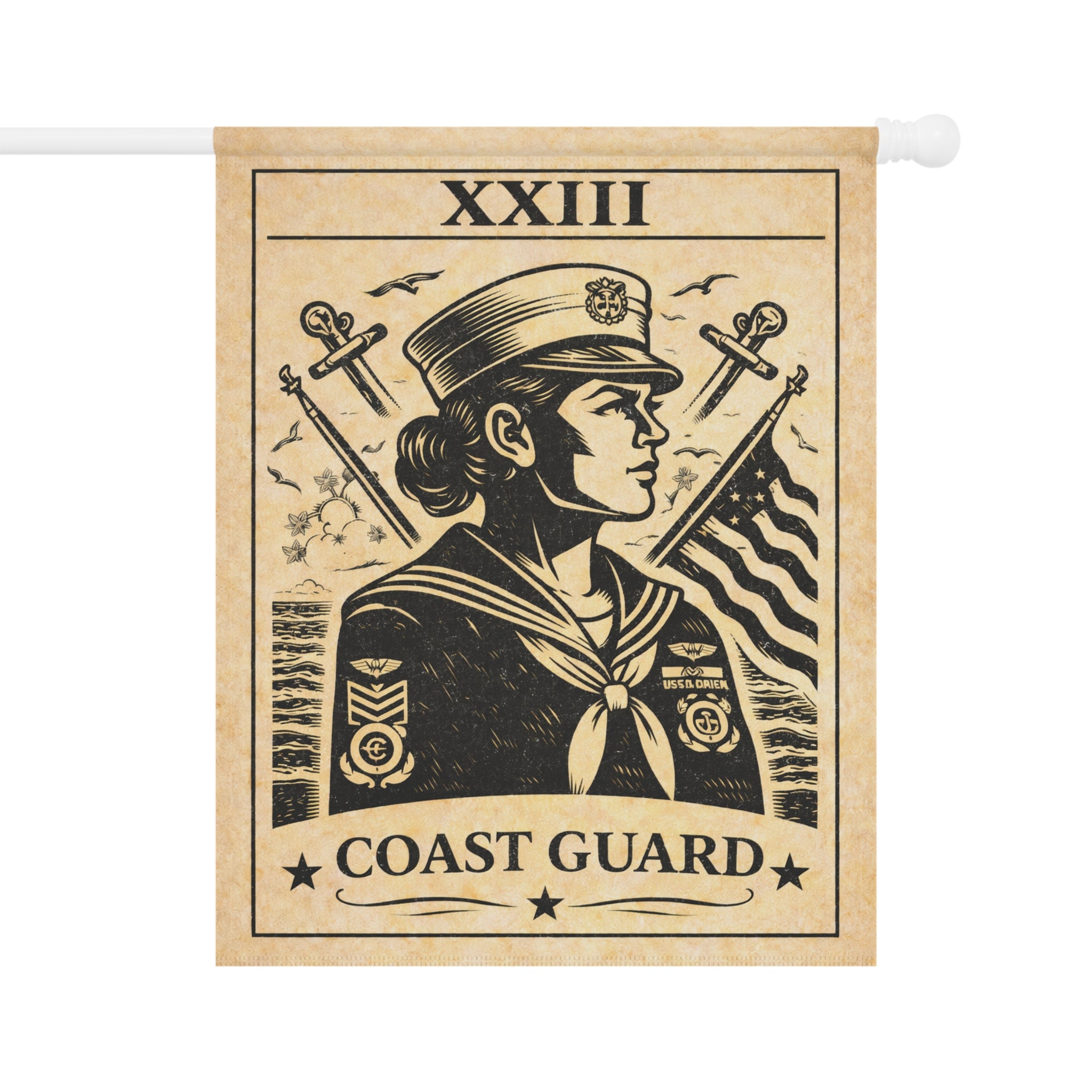 Coast Guard Sailor Illustration Garden & House Banner | Patriotic Nautical Flag