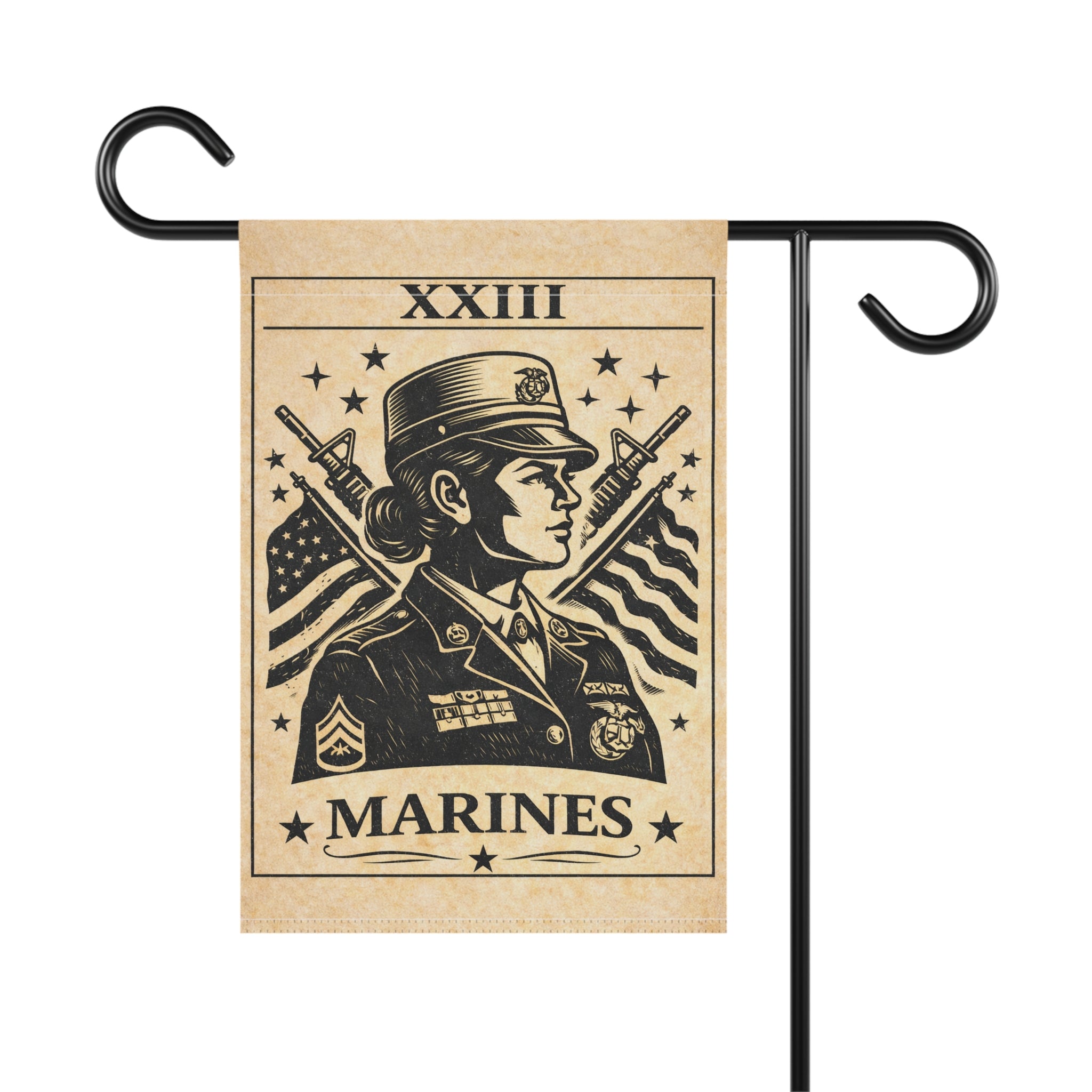 Female Marine Poster garden flag | Garden Banner, Patriotic Military Décor