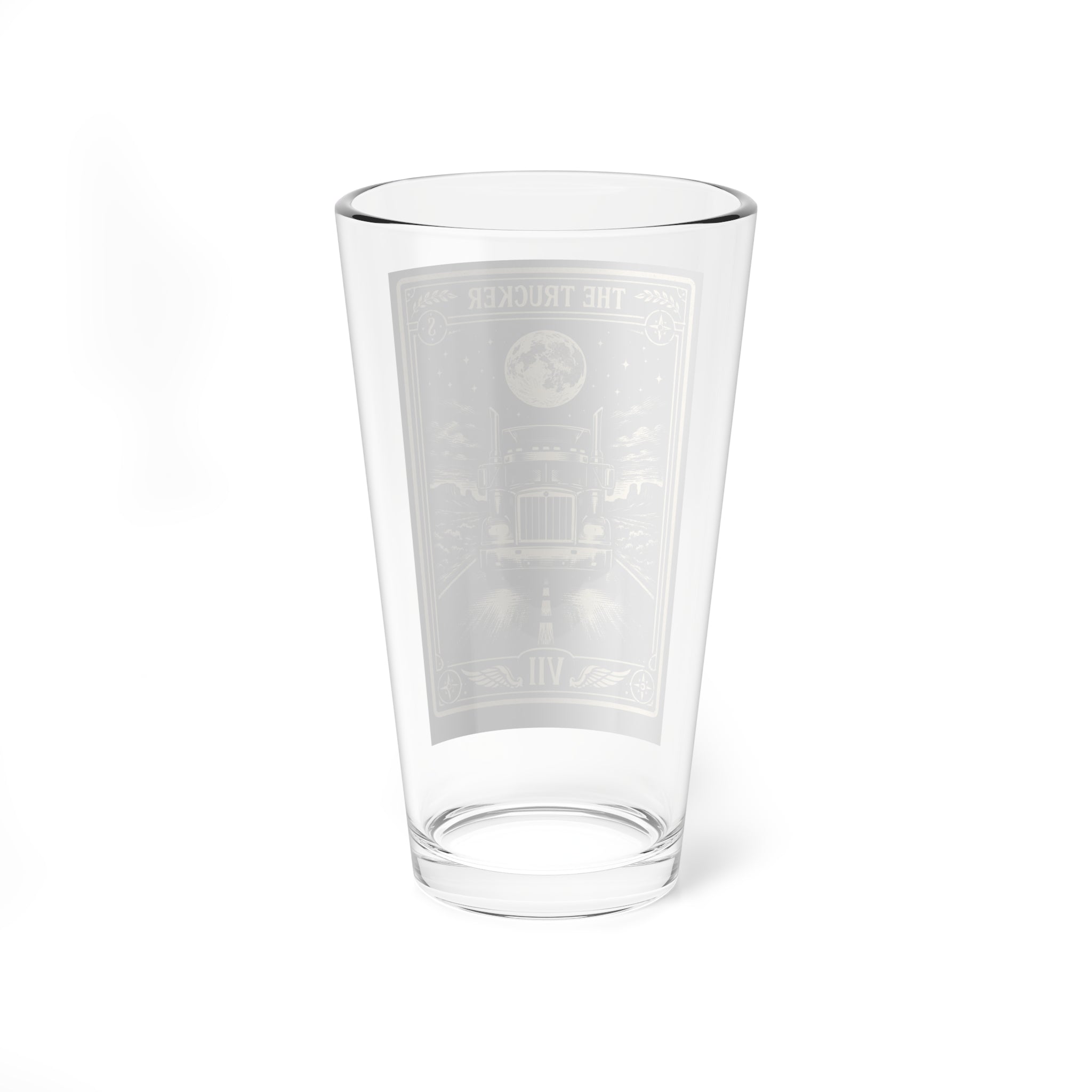 The Trucker tarot card design Mixing Glass | 16oz