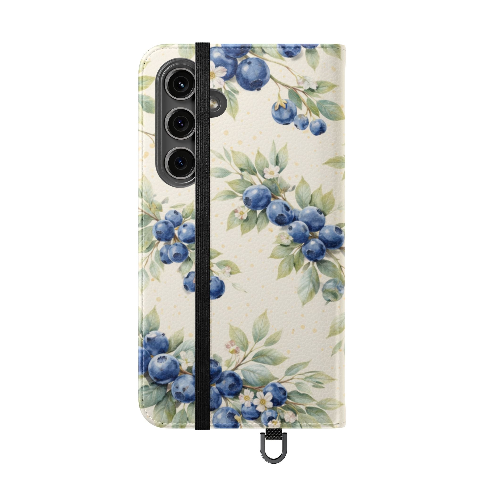 Blueberry Watercolor Pattern Flip Case | Phone Wallet, Card Slots