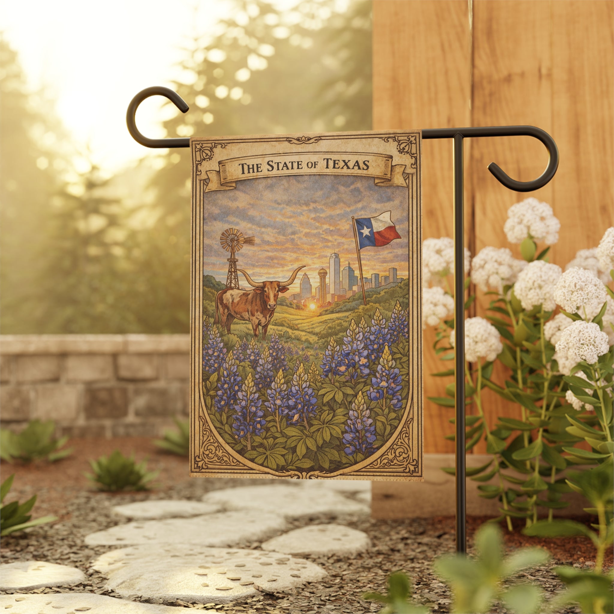 The State of Texas bluebonnet scene Garden Banner | House Flag