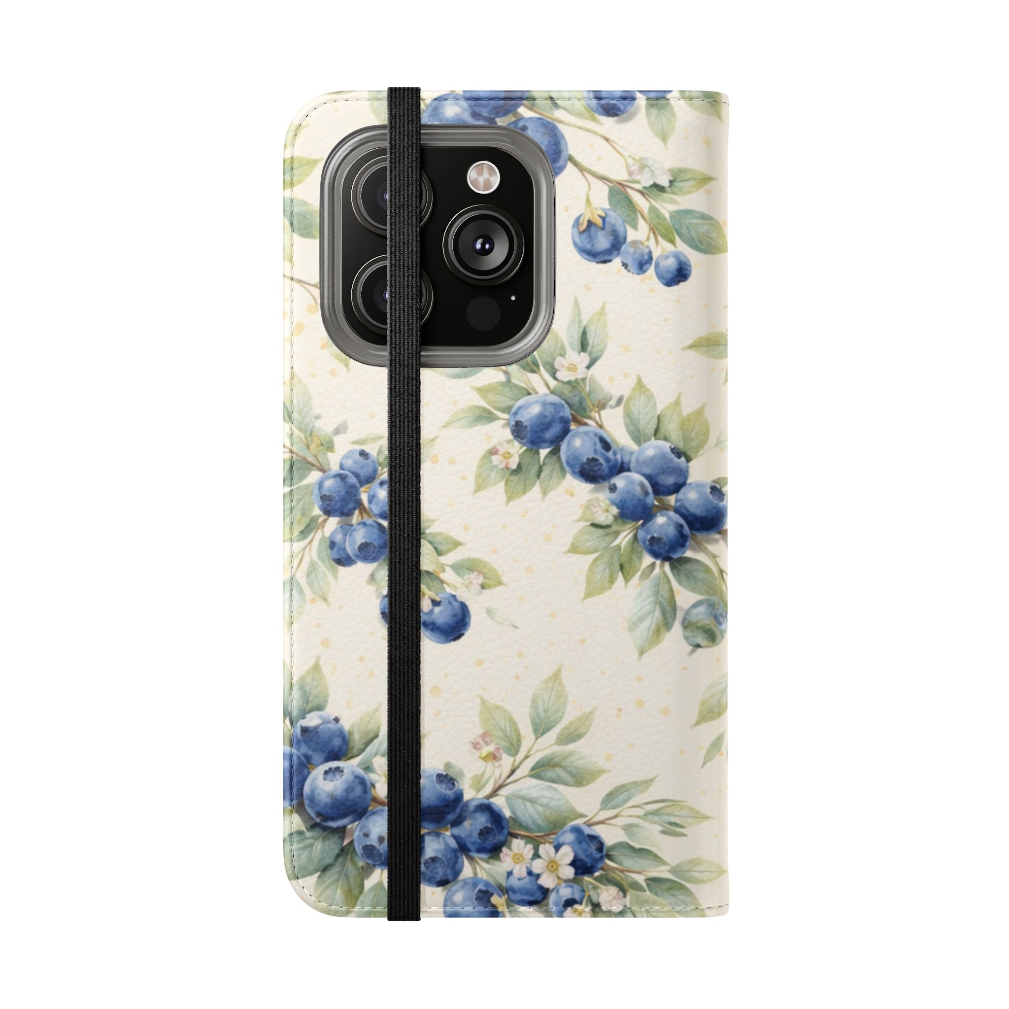 Blueberry Watercolor Pattern Flip Case | Phone Wallet, Card Slots