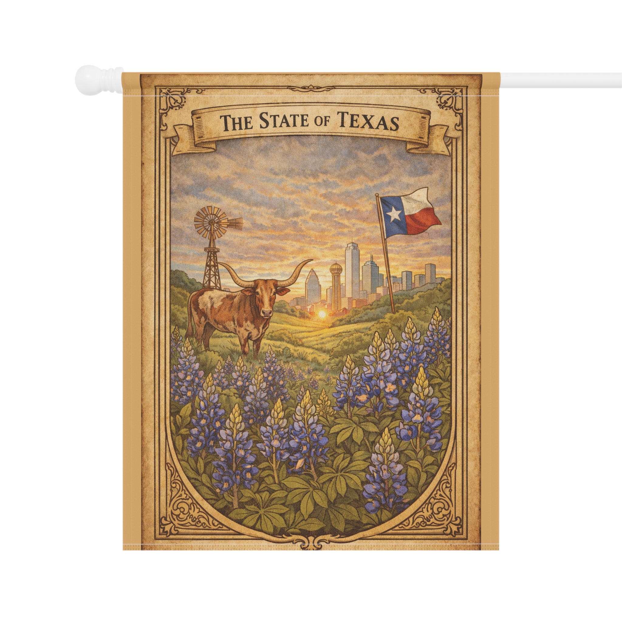 The State of Texas bluebonnet scene Garden Banner | House Flag