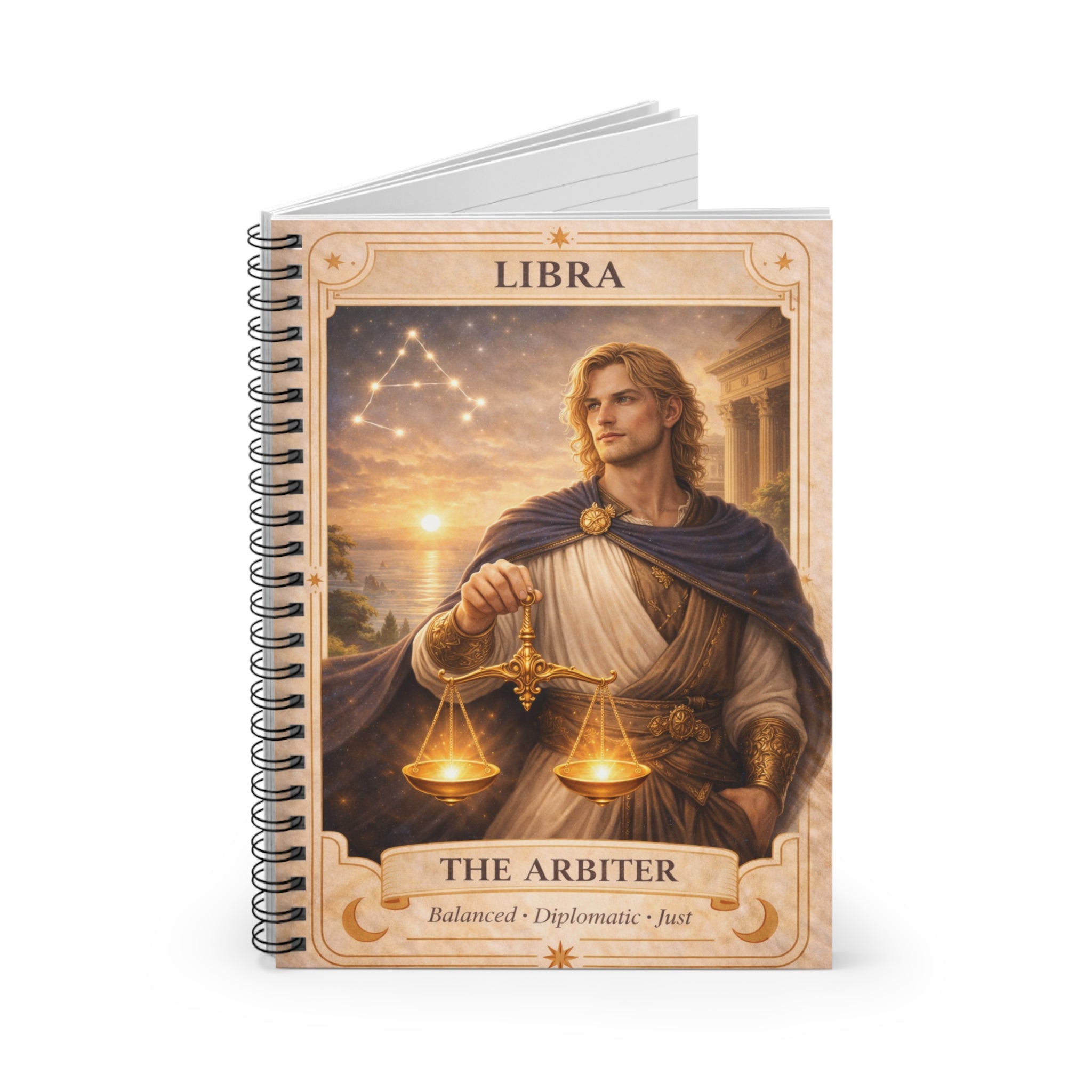 Libra The Arbiter Spiral Notebook — Astrological Zodiac Journal (Ruled)