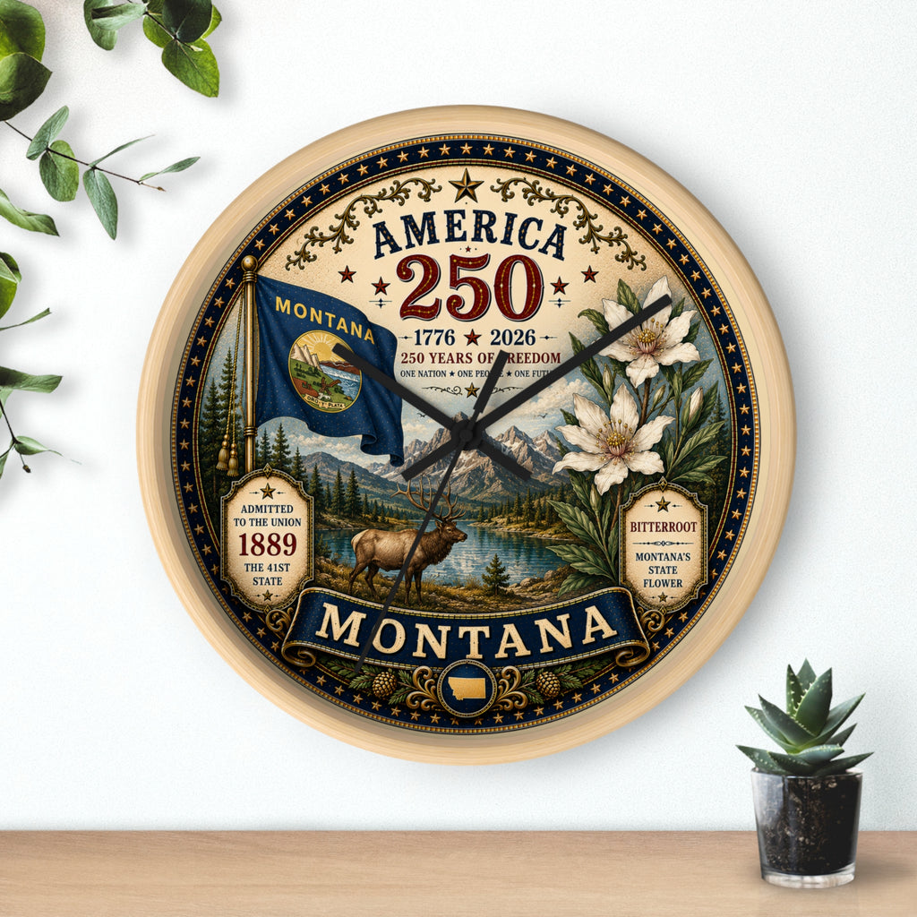 Montana State Seal 250th Anniversary Wall Clock | Bitterroot & Big Sky