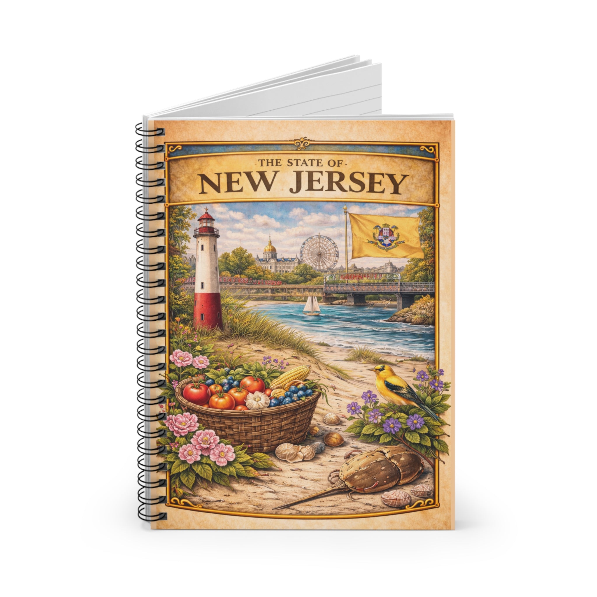 The State of New Jersey Illustrated Cover Spiral Notebook | Ruled Journal